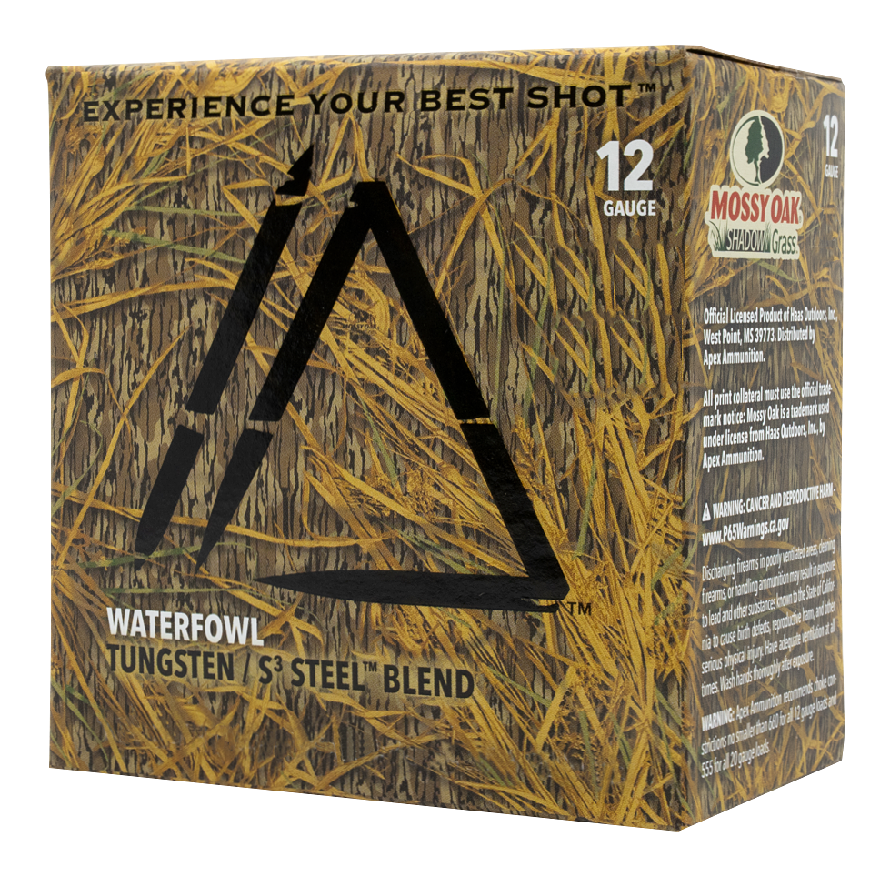 Apex Ammunition Waterfowl TSS/S3 Steel Blend 12-Ga. 3″ 1-5/16 oz. Shotshells  - 3/8 - 250 Rounds - Apex Ammunition