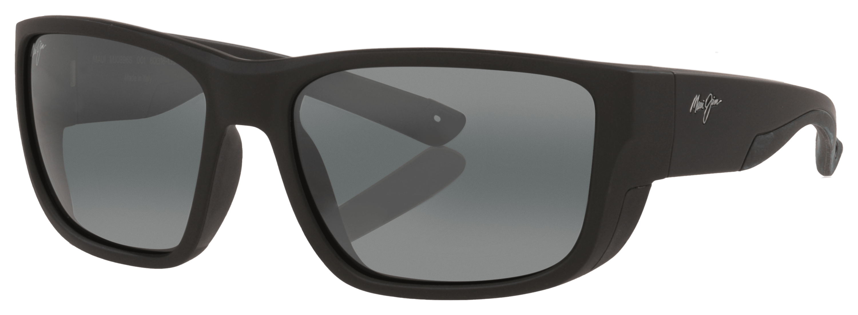 Image of Maui Jim Amberjack Glass Polarized Sunglasses - Matte Black/Black Rubber - X-Large