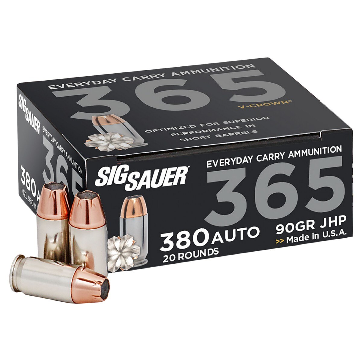 Sig Sauer 380ACP V-Crown 90 gr JHP 20 Rd