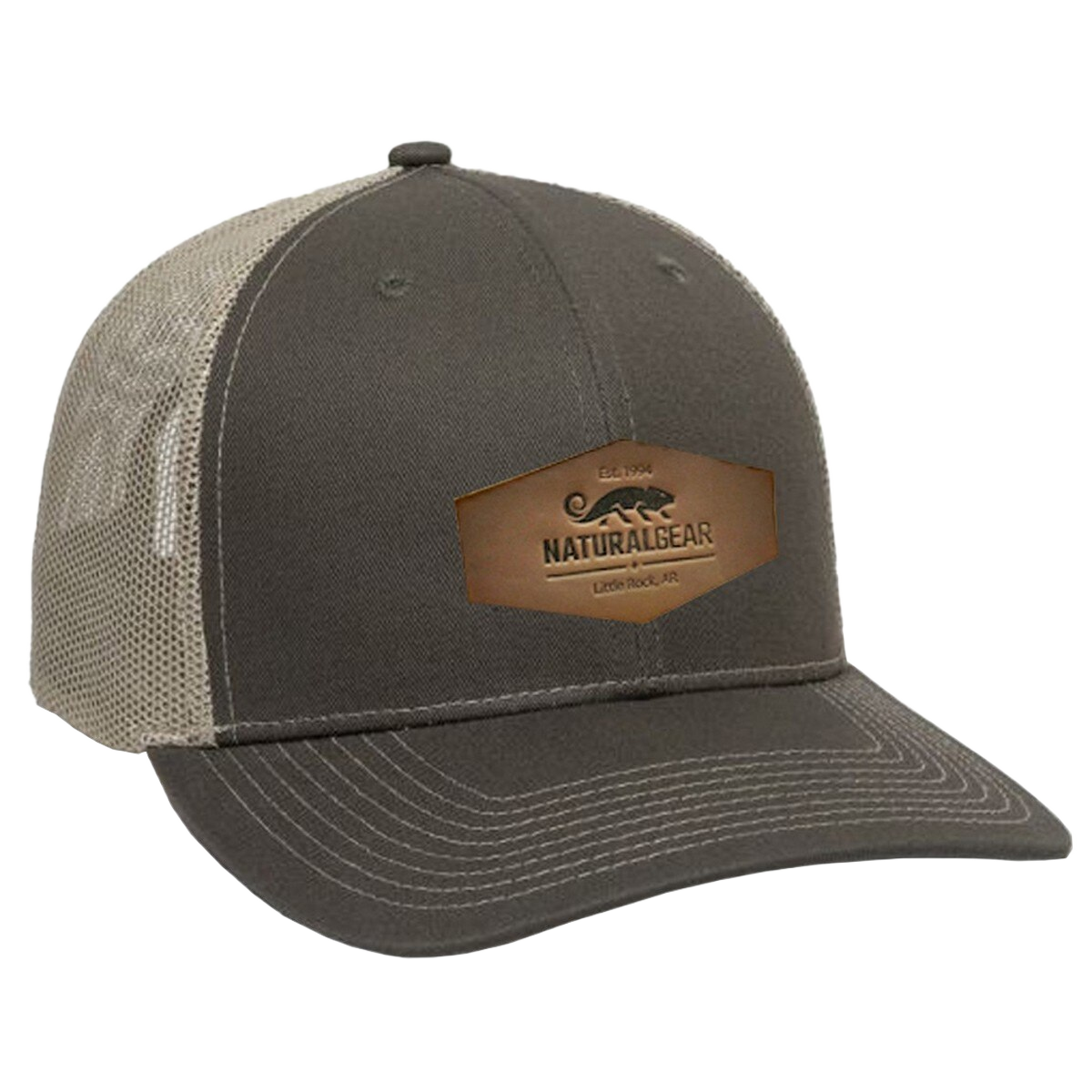 NATURAL GEAR Mid Pro Leather Patch Trucker Cap