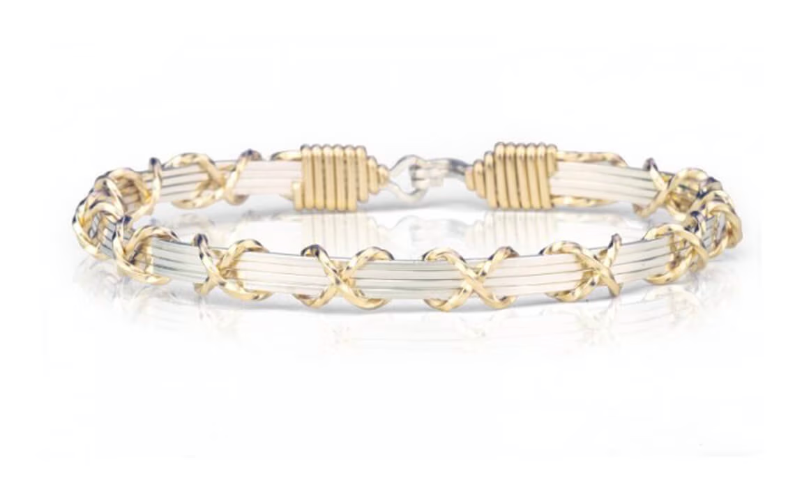 Image of Ronaldo I Love You Silver and Gold Bracelet