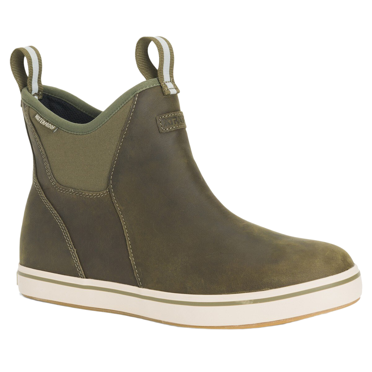 Image of XTRATUF Men's 6 Inch Leather Ankle Deck Boots - Olive - 7