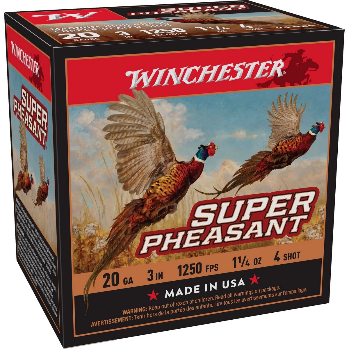 Winchester Super Pheasant 20-Ga. 3″ 1-1/4 oz. Shotshells - #4 - 250 Rounds - Winchester