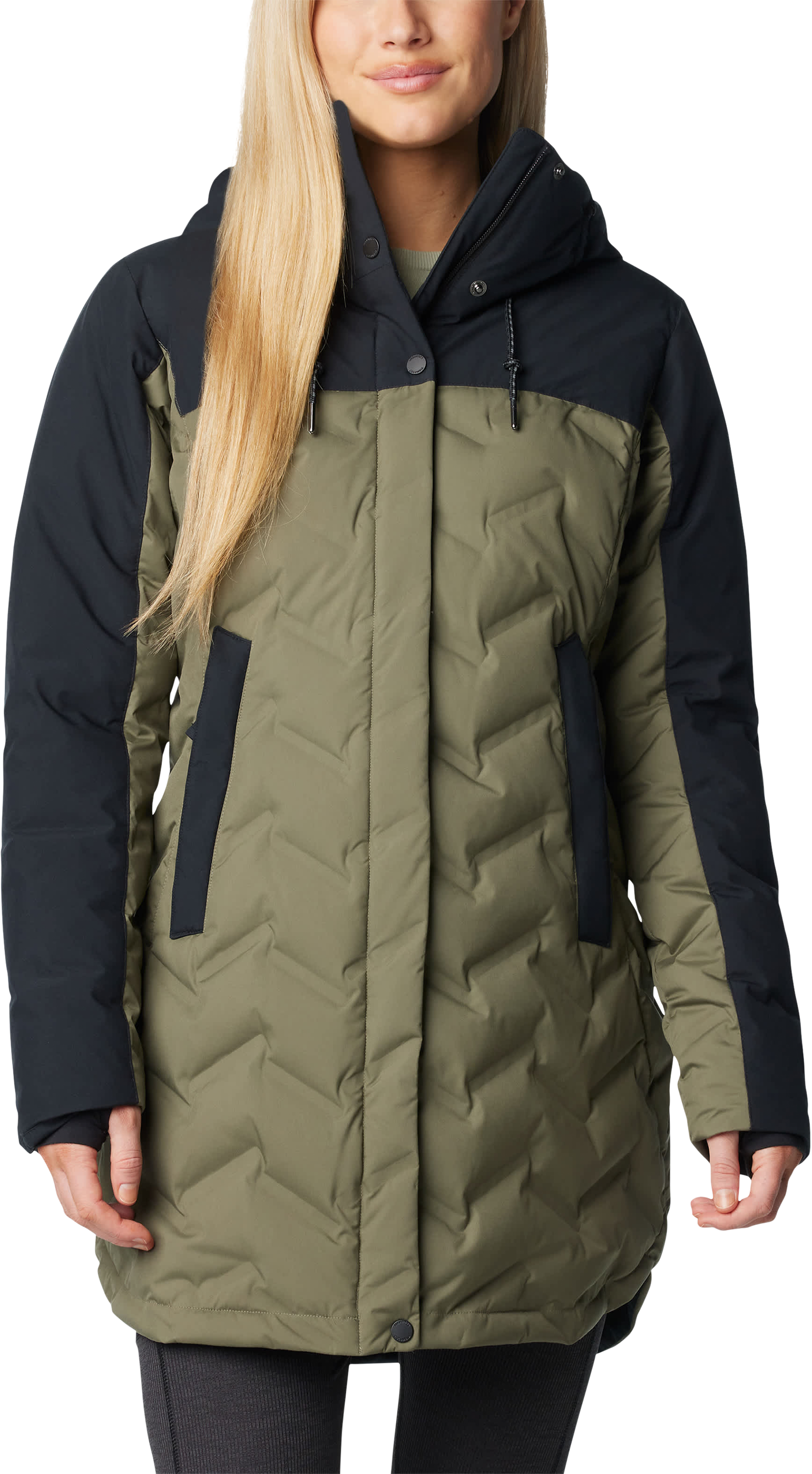 Image of Columbia Mountain Croo III Mid Down Jacket for Ladies - Stone Green/Black - XXL