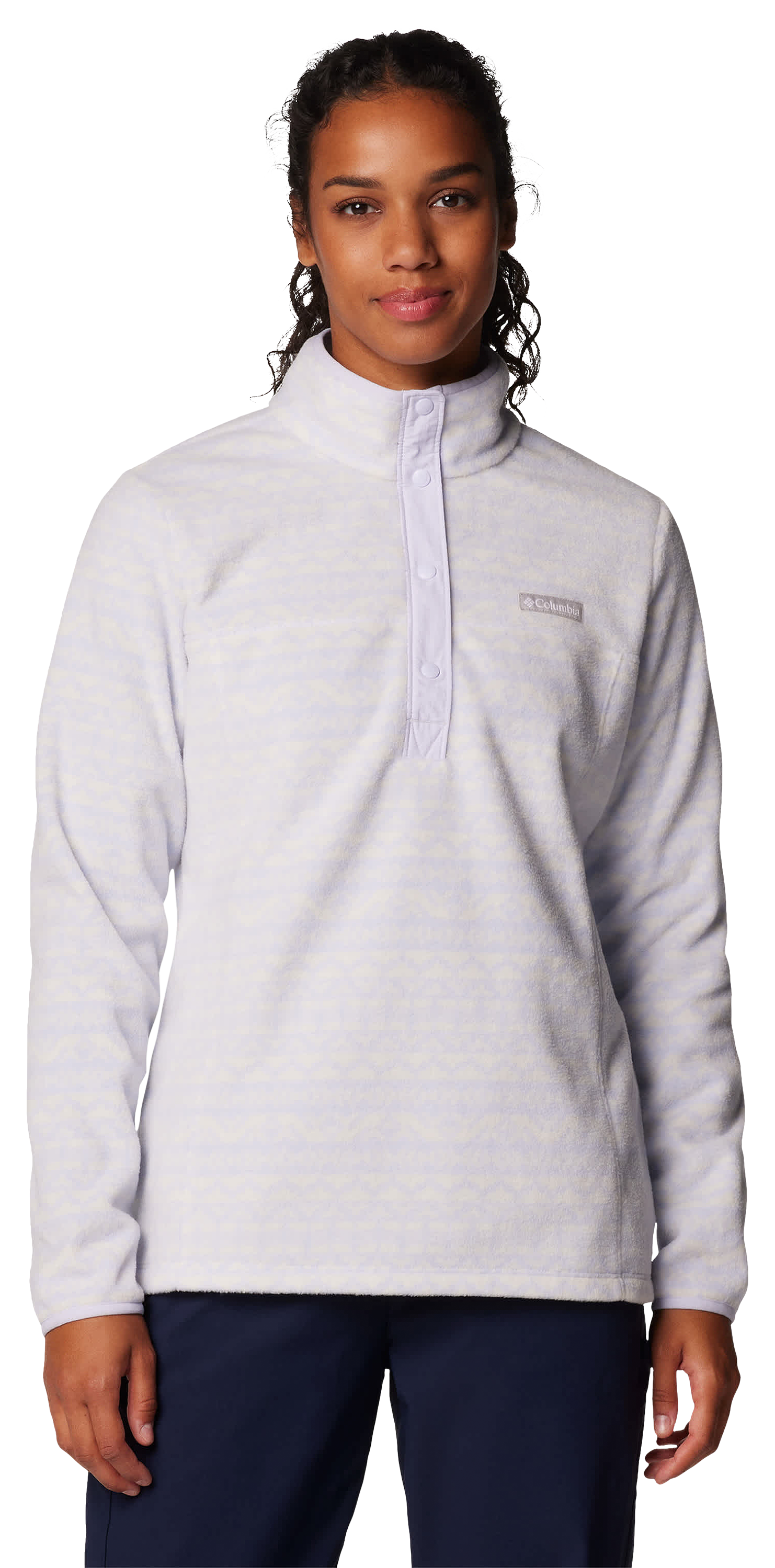 Image of Columbia Benton Springs Printed Half-Snap Fleece Pullover for Ladies - Snowdrift Madras Tonal - XXL