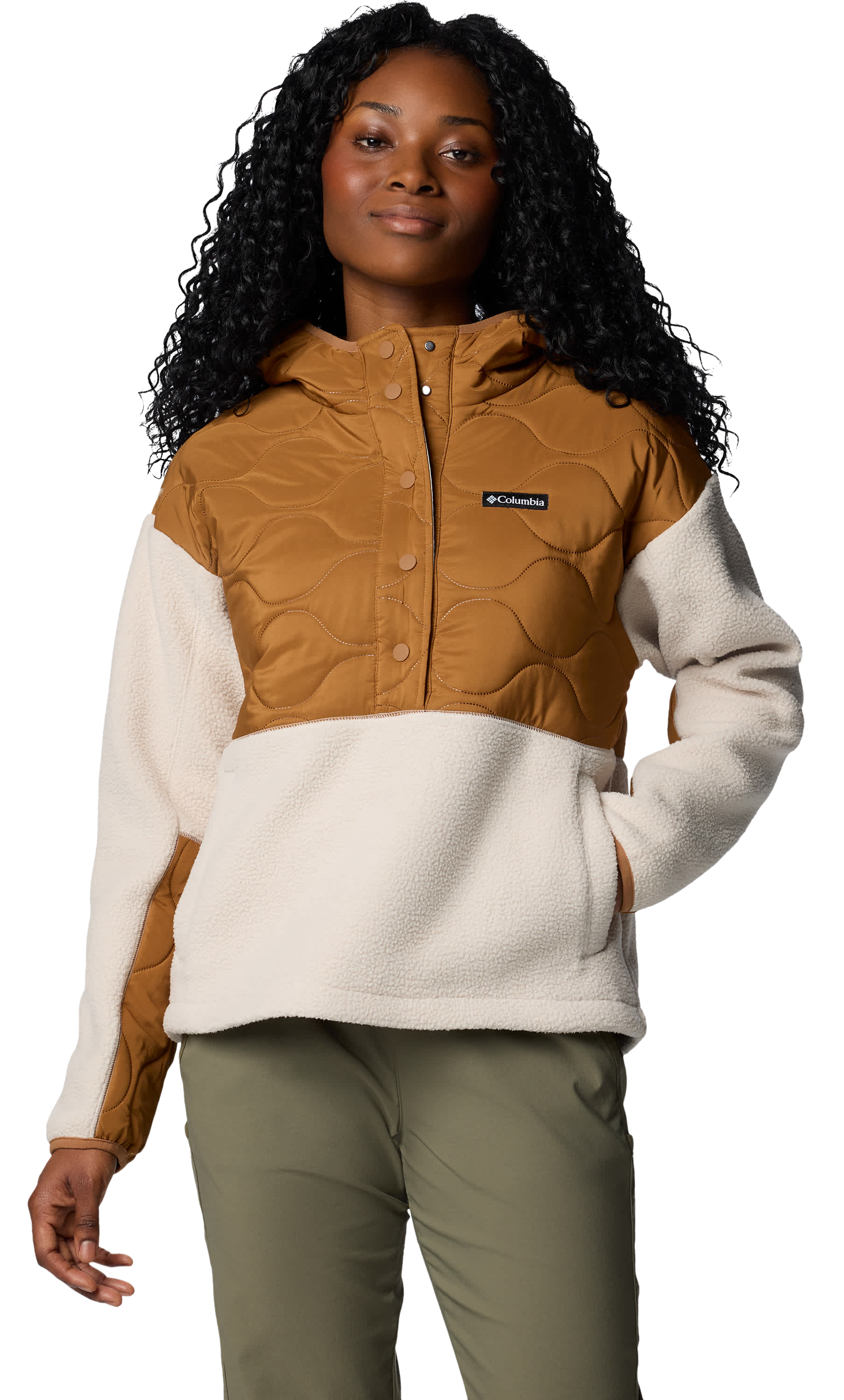 Image of Columbia Cloud Point Fleece Hooded Jacket for Ladies - Camel Brown/Dark Stone - XL