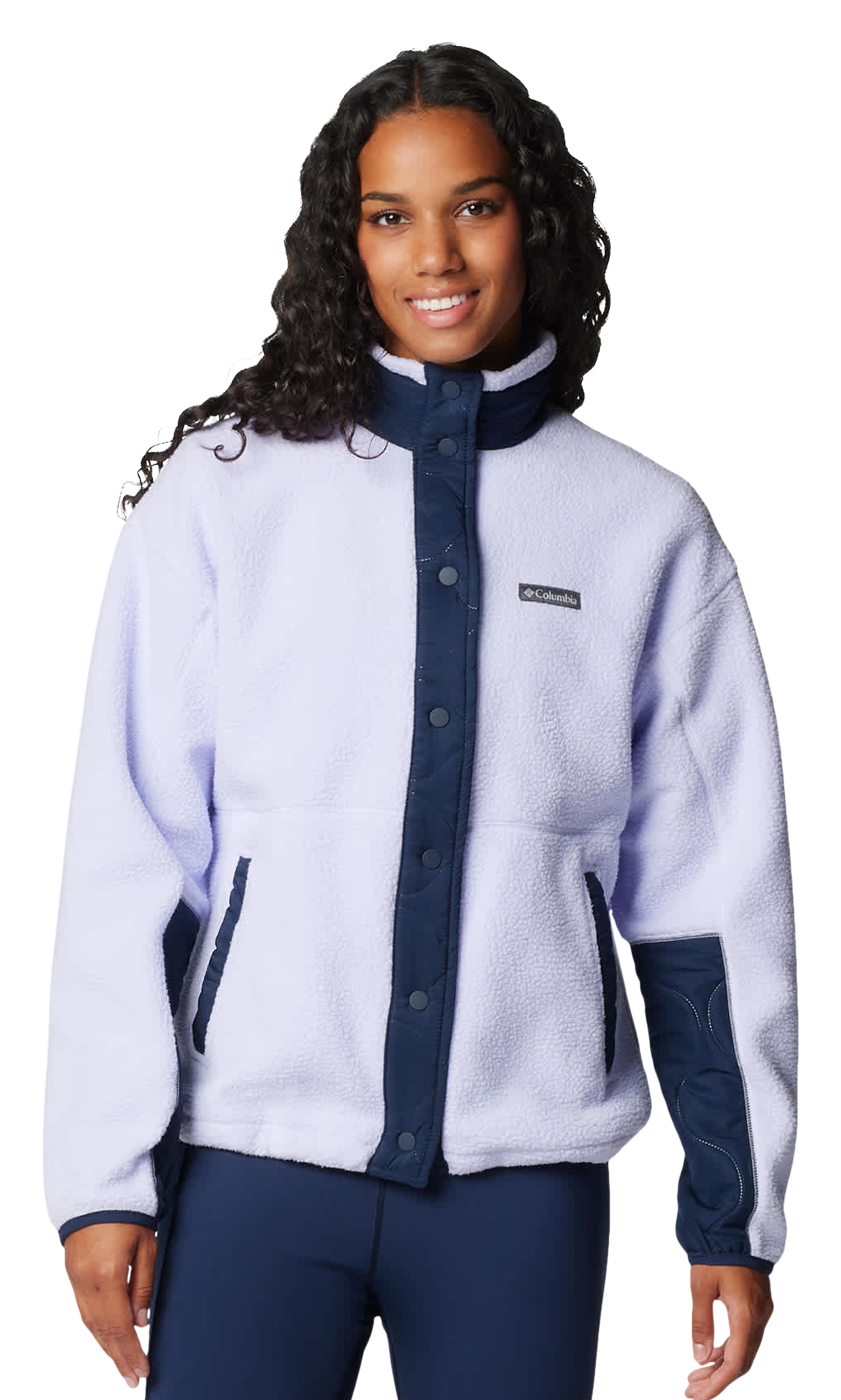 Image of Columbia Cloud Point Snap Fleece Jacket for Ladies - Collegiate Navy/Snowdrift - XS