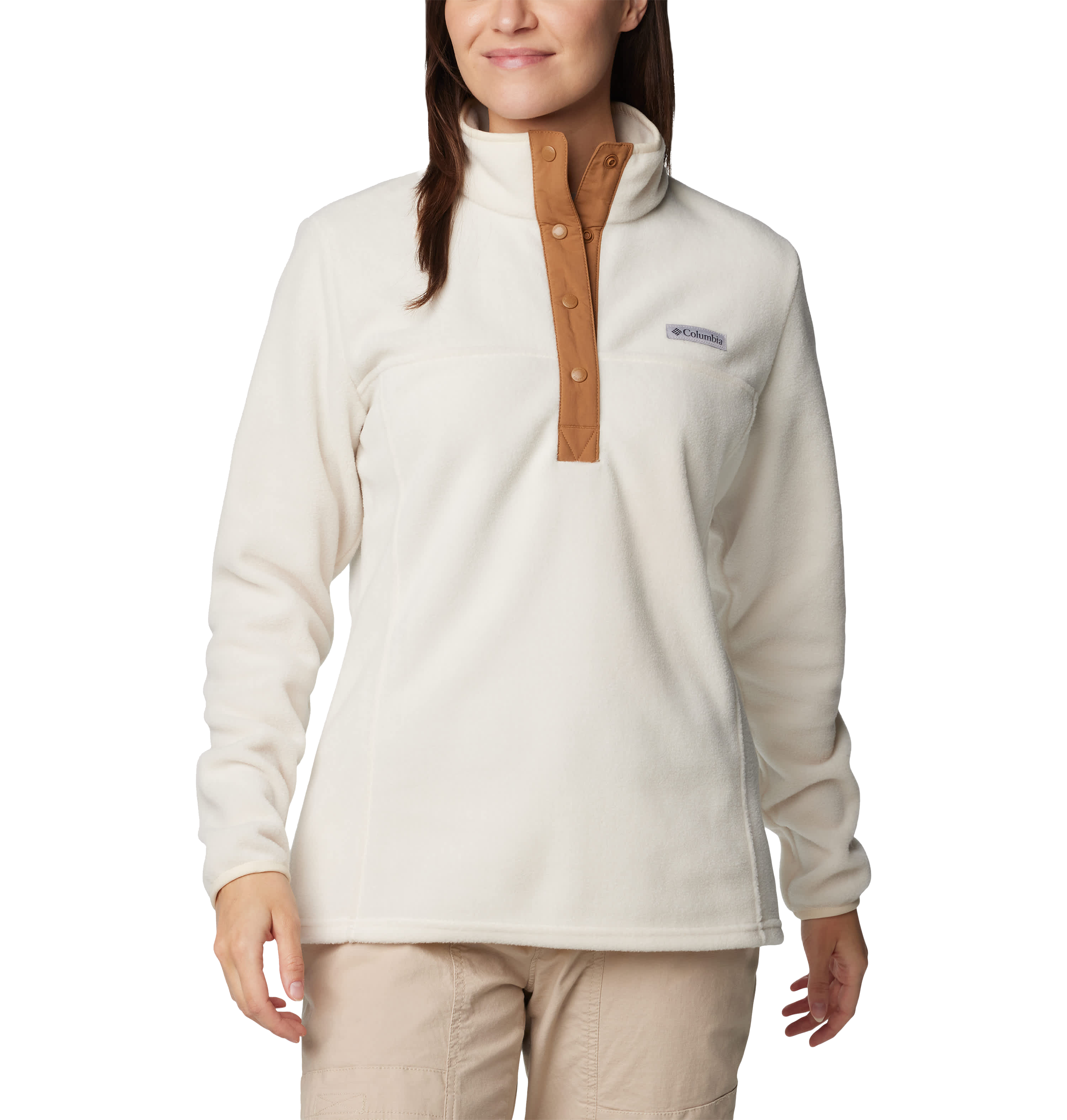 Image of Columbia Benton Springs II Half-Snap Pullover for Ladies - Chalk/Camel Brown
