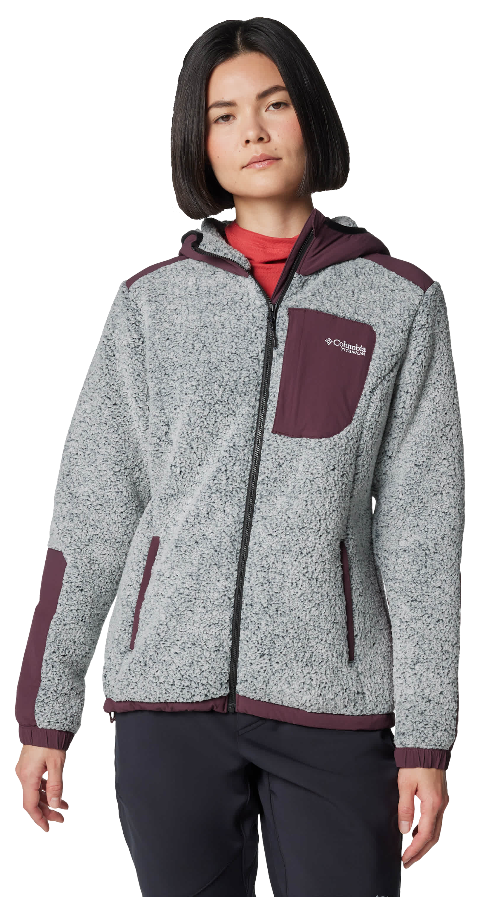 Image of Columbia Arctic Crest Sherpa Fleece Full-Zip Hooded Jacket for Ladies - Moonvista/White - S