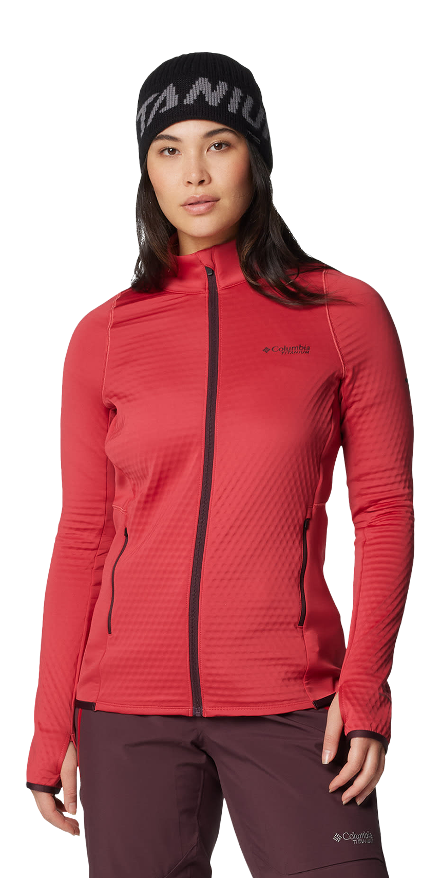 Image of Columbia Crystal Leaf Omni-Heat Helix Full-Zip Pullover for Ladies - Daredevil - S