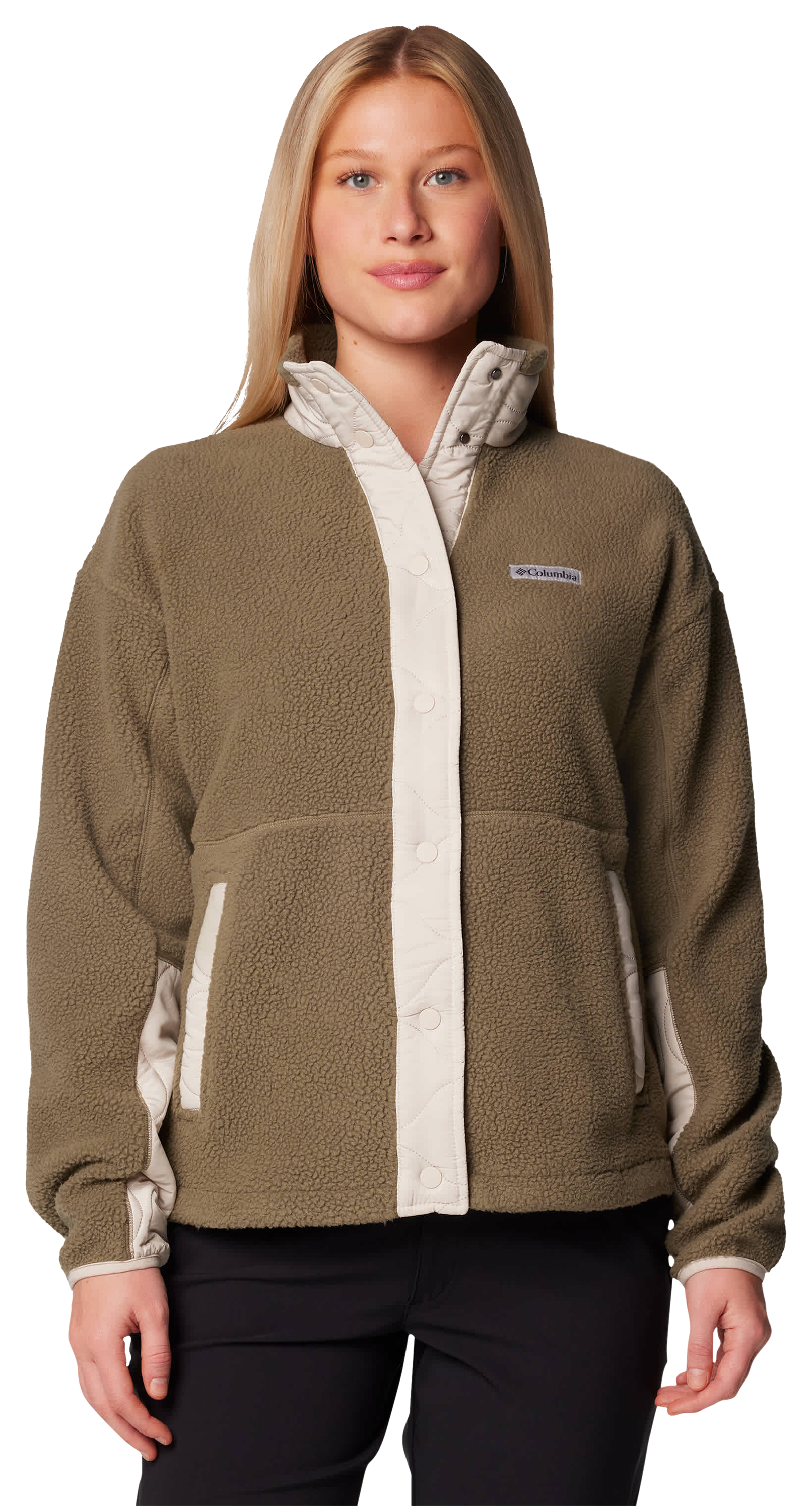 Image of Columbia Cloud Point Snap Fleece Jacket for Ladies - Dark Stone/Stone Green - XL