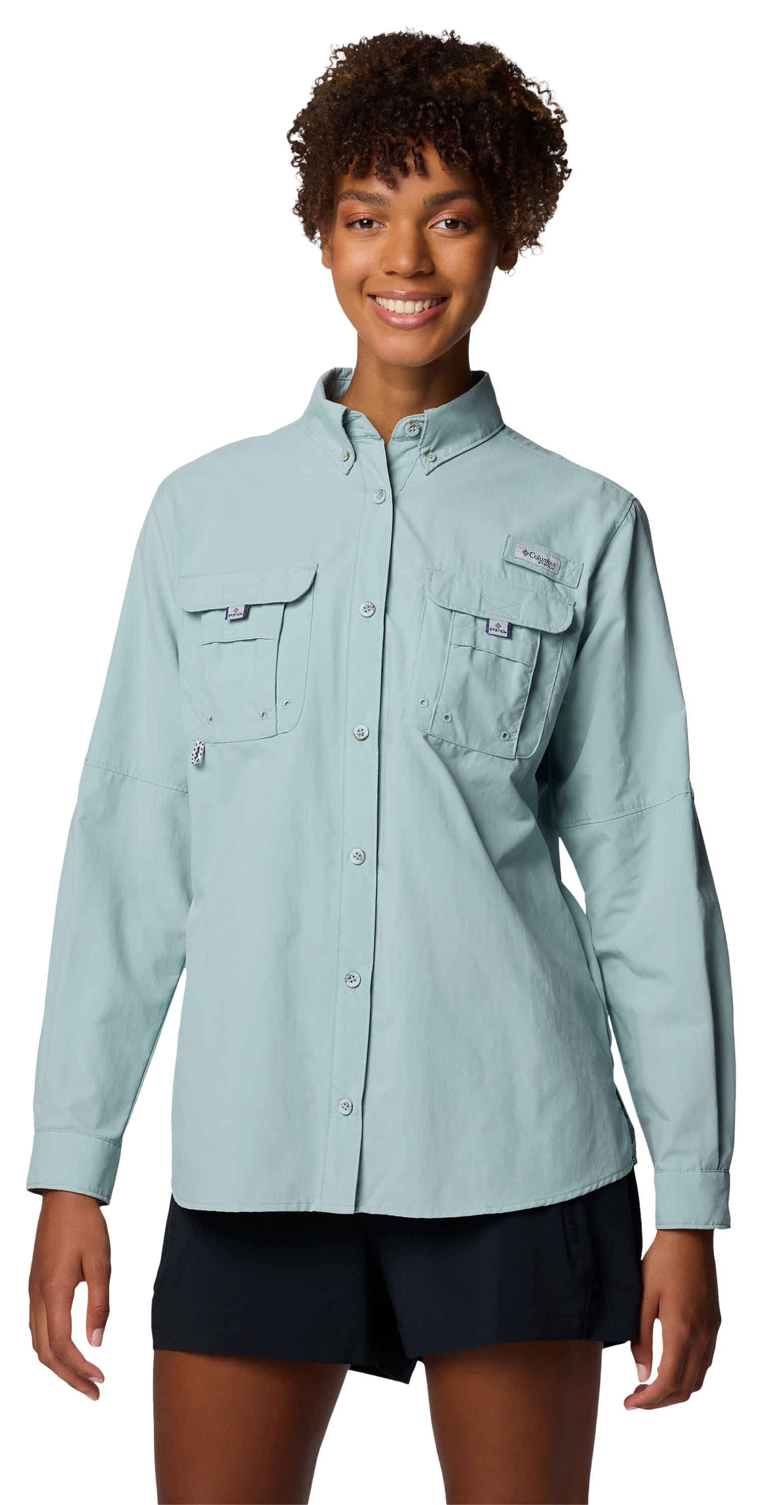 Image of Columbia PFG Bahama II Long-Sleeve Button-Down Shirt for Ladies - Crushed Blue - XL