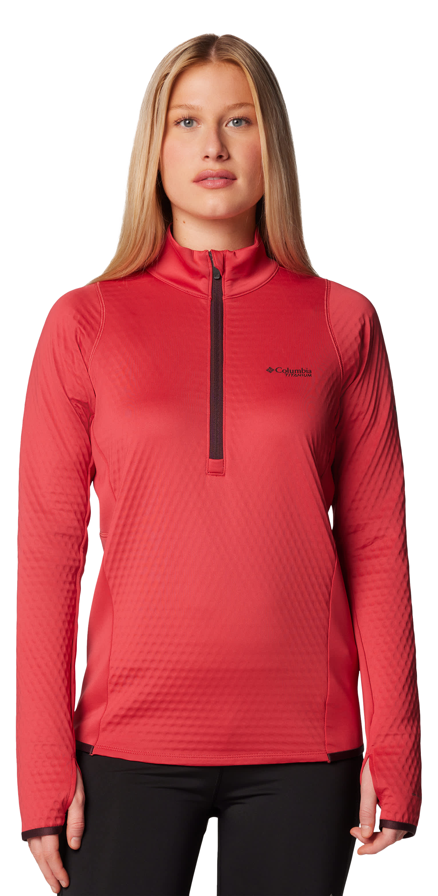 Columbia Crystal Leaf Omni-Heat Helix Half-Zip Long-Sleeve Pullover for Ladies - Daredevil