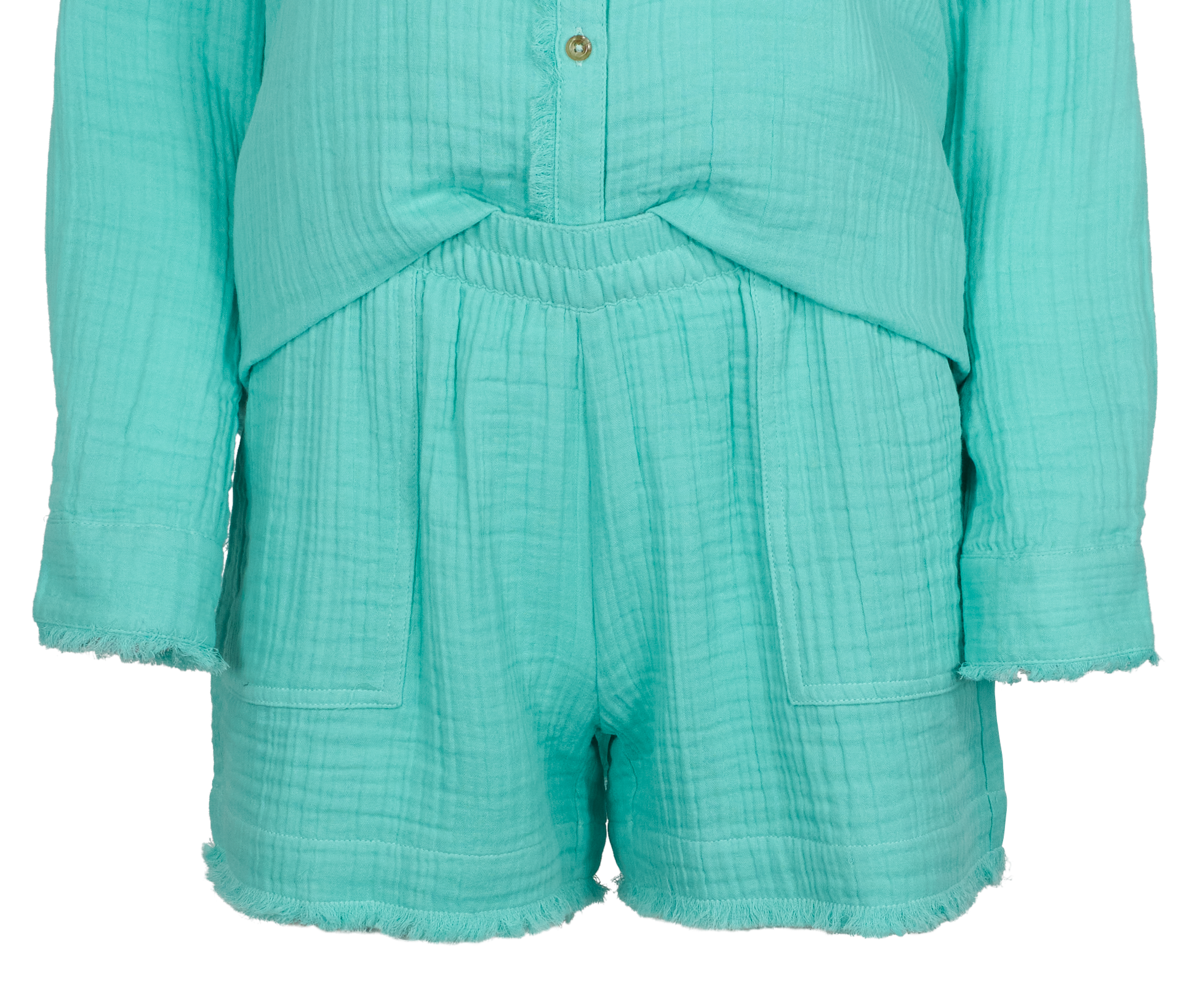 Image of Natural Reflections Double-Cloth Shorts - Pool Blue