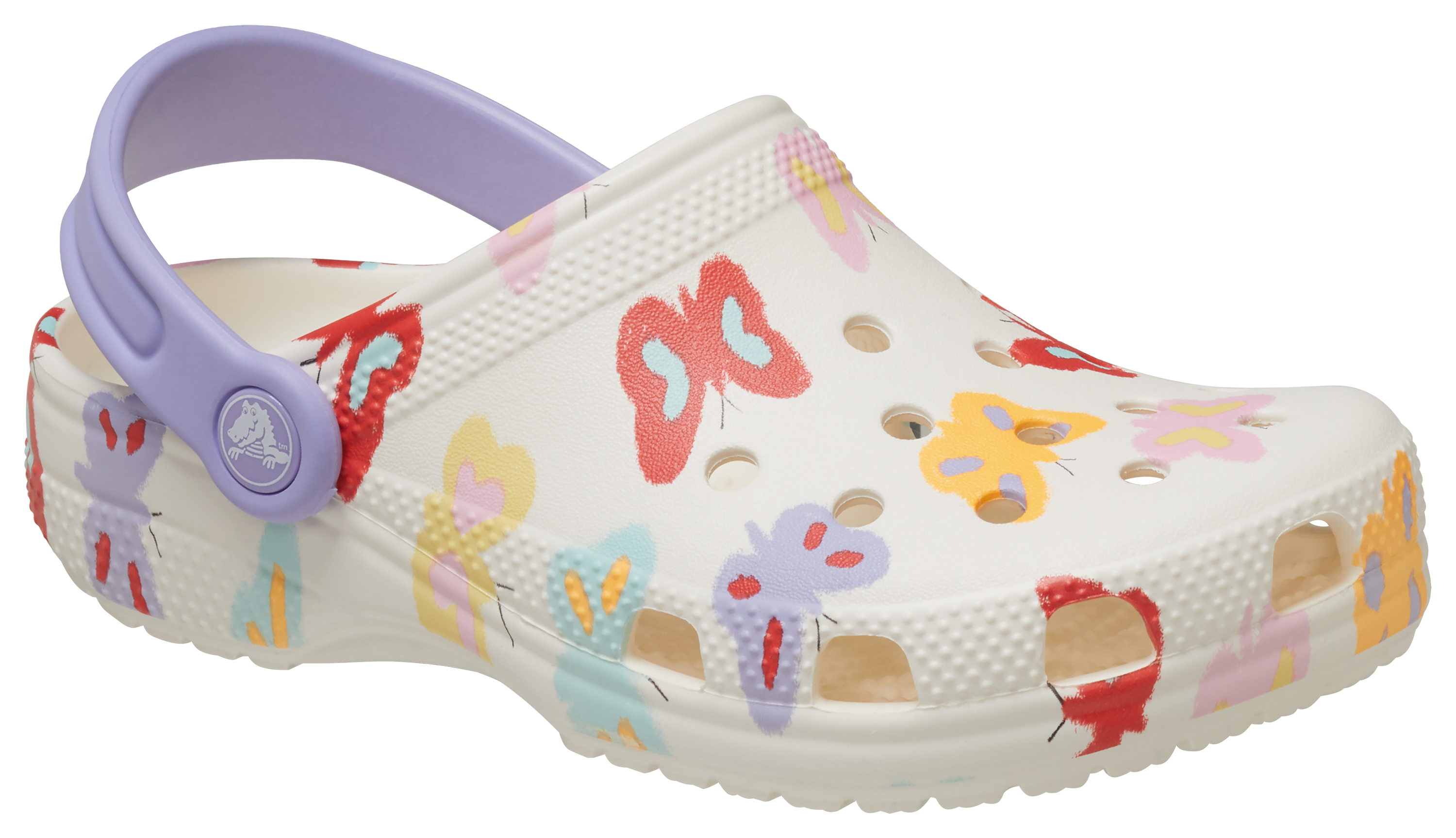 Image of Crocs Classic Butterfly Clogs for Toddlers - Chalk - 6 Toddler