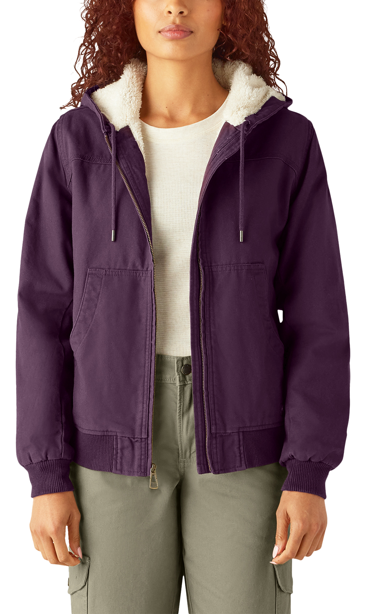 Image of Dickies Sherpa Duck Bomber Jacket for Ladies - Plum Perfect - S