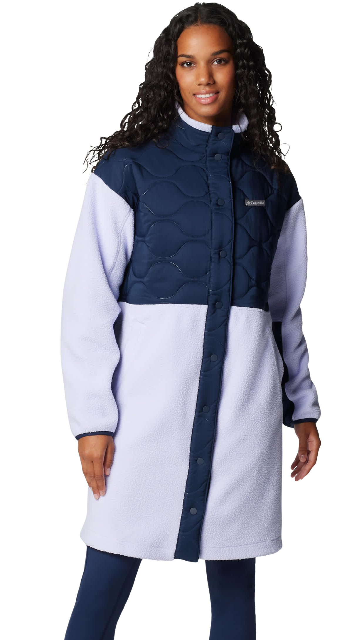 Image of Columbia Cloud Point Long Fleece Jacket for Ladies - Collegiate Navy/Snowdrift - XS