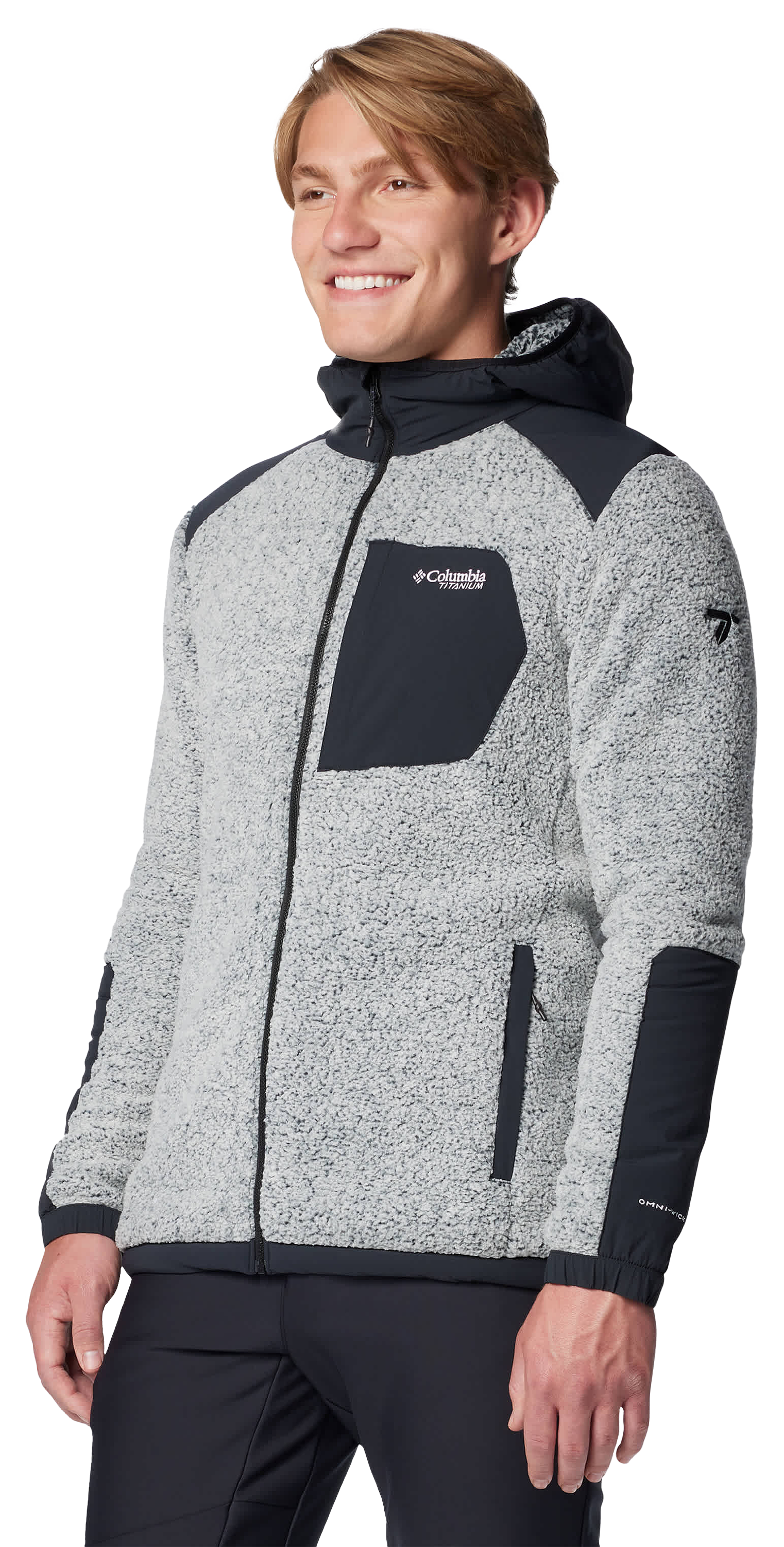 Image of Columbia Arctic Crest Sherpa Full-Zip Fleece Jacket for Men - White/Black - XS