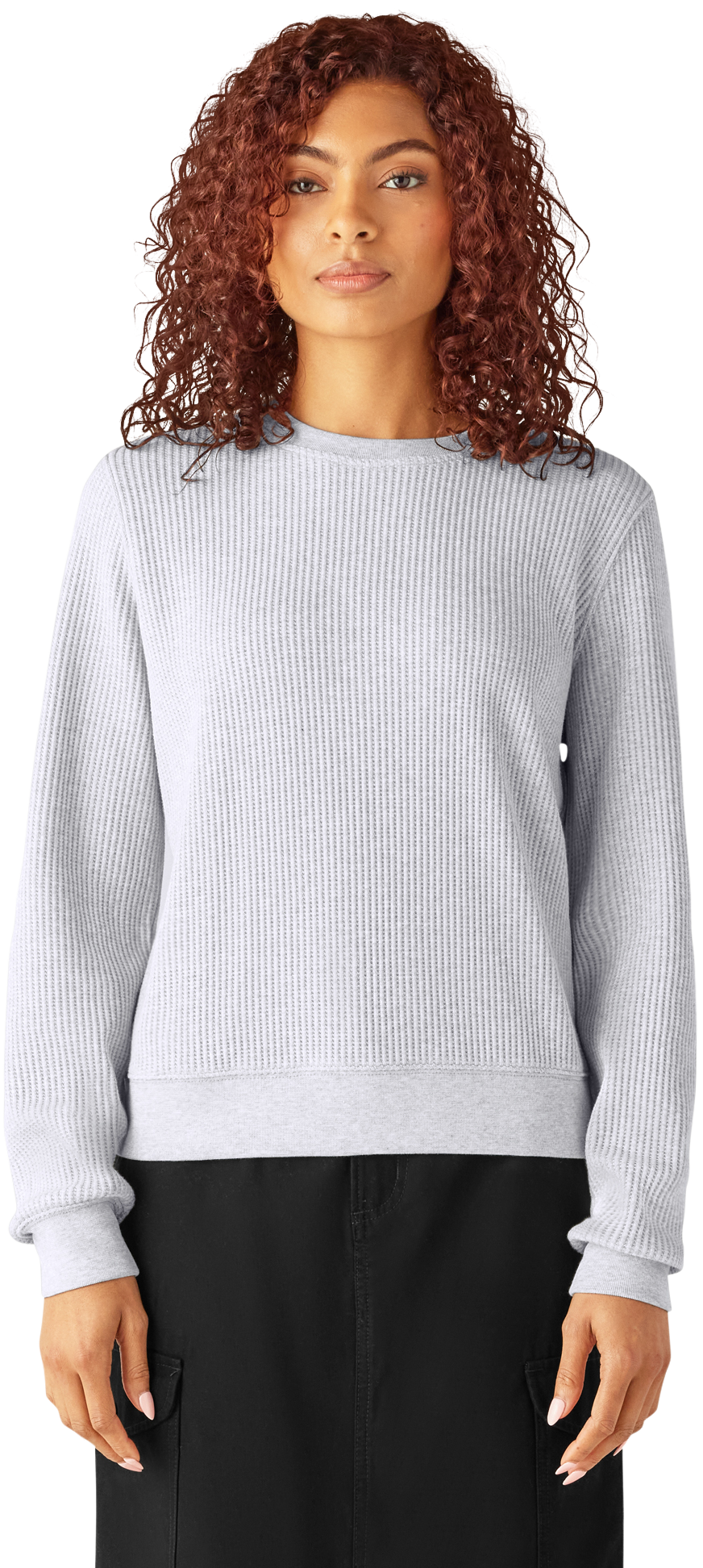 Image of Dickies Thermal Crew-Neck Pullover for Ladies - Light Heather Gray - XS