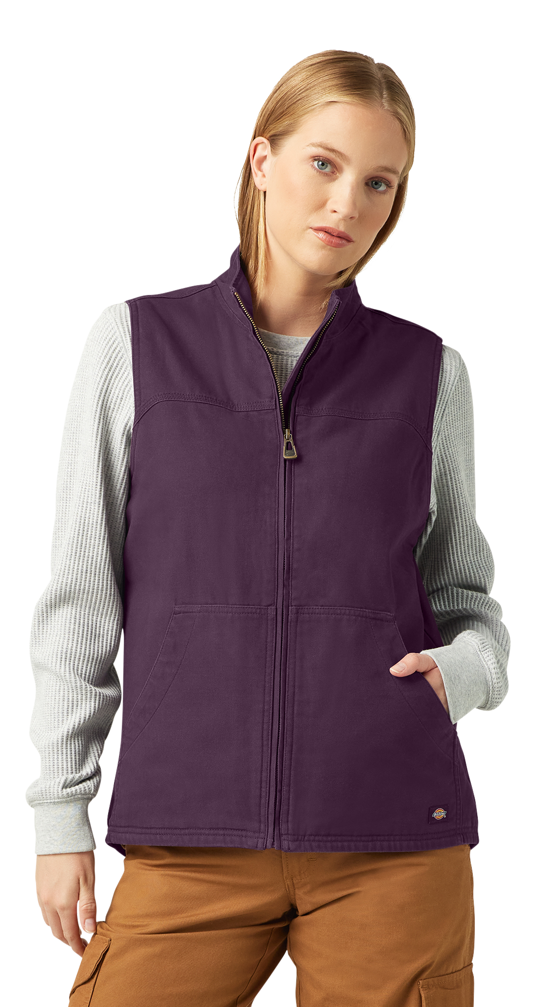 Image of Dickies Fleece-Lined Duck Canvas Vest for Ladies - Plum Perfect - XL
