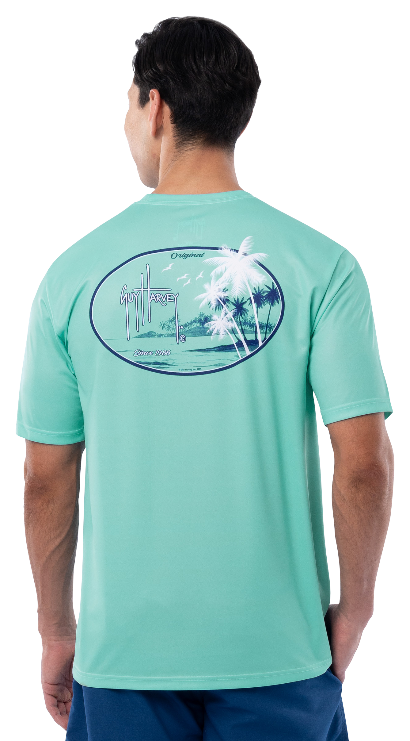 Image of Guy Harvey Kona Short-Sleeve Shirt for Men - Pool Blue