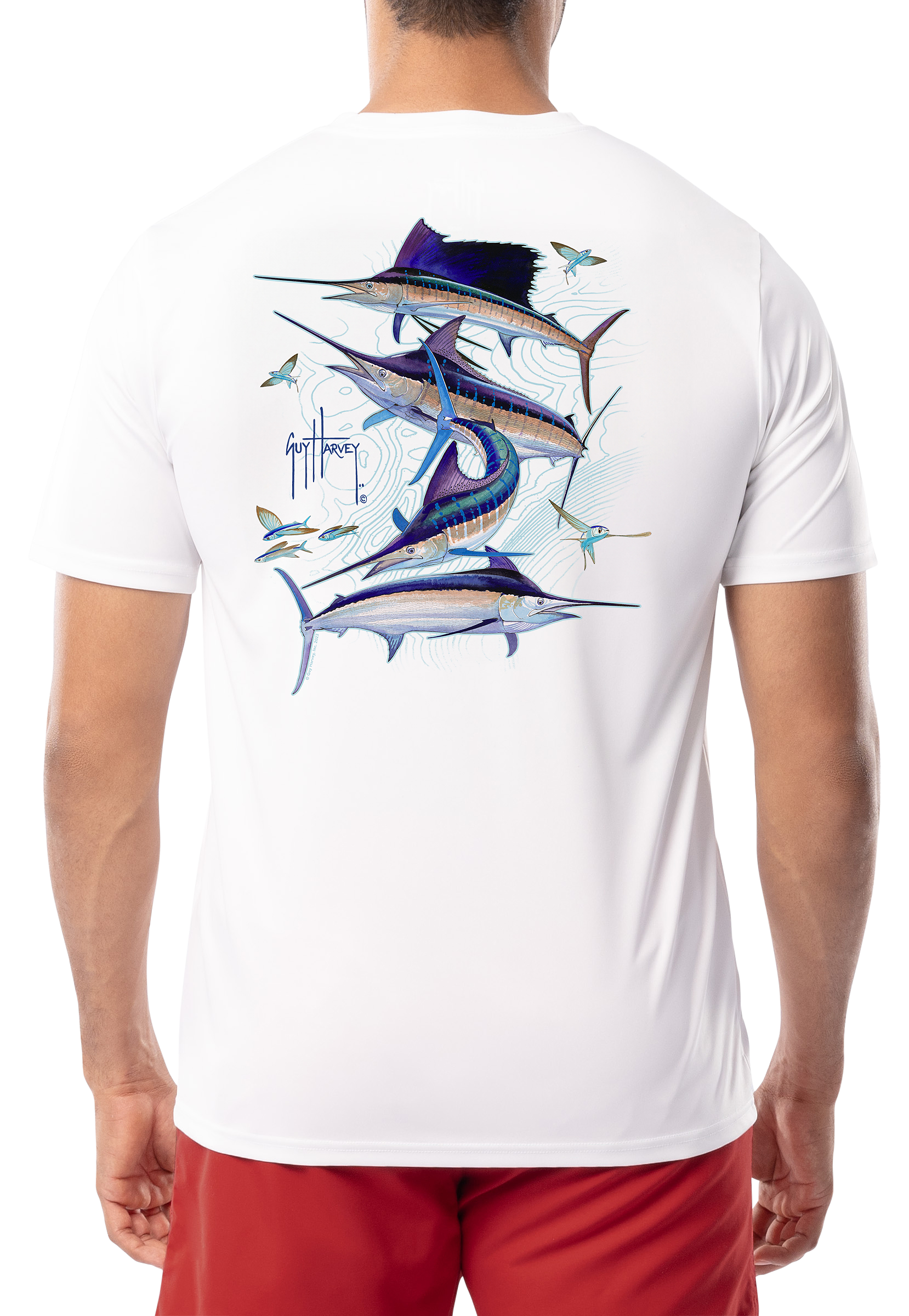 Image of Guy Harvey SGS Radar Short-Sleeve T-Shirt for Men - Bright White