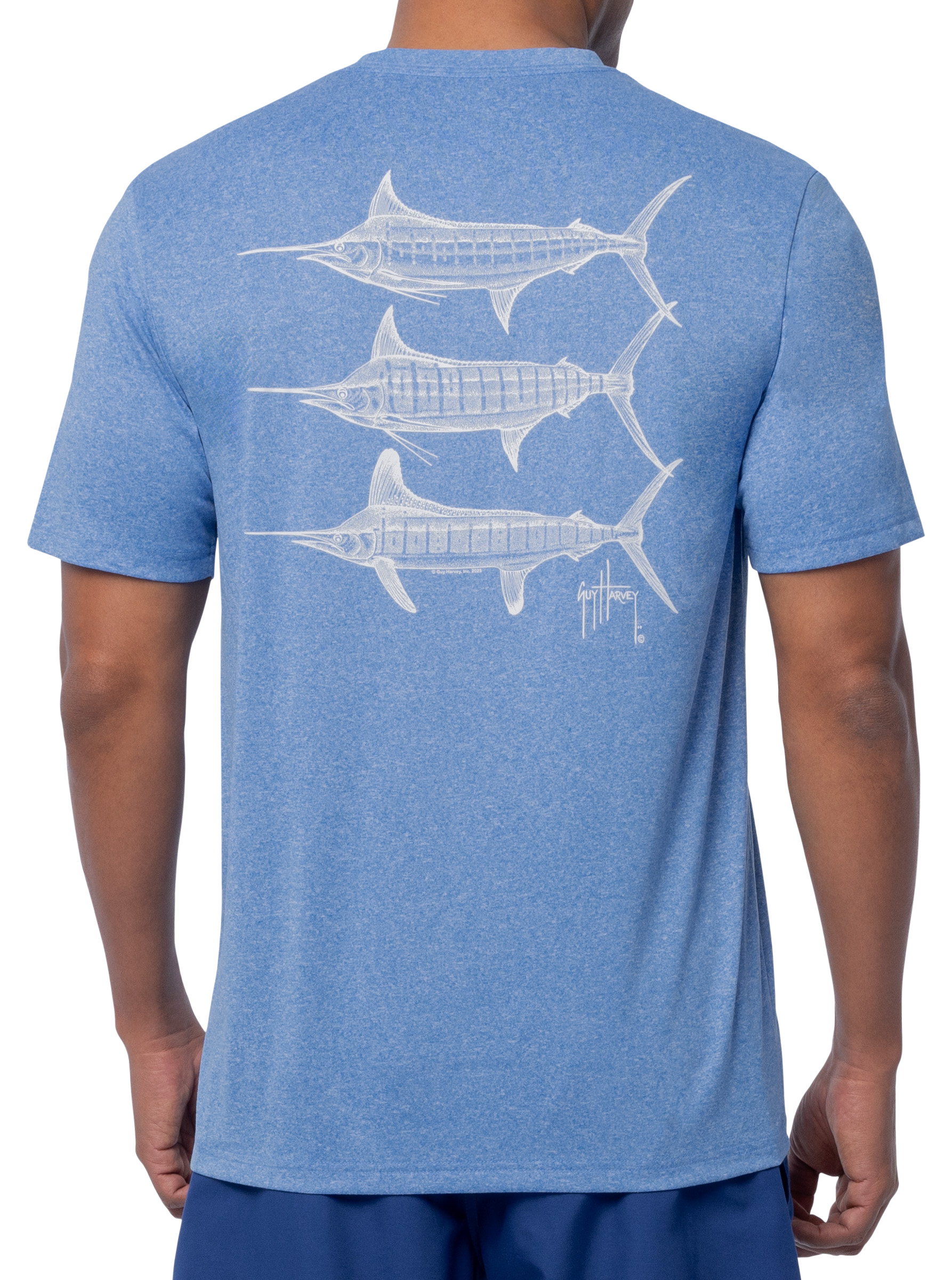 Image of Guy Harvey Stipple Bills Short-Sleeve T-Shirt for Men - Denim Heather