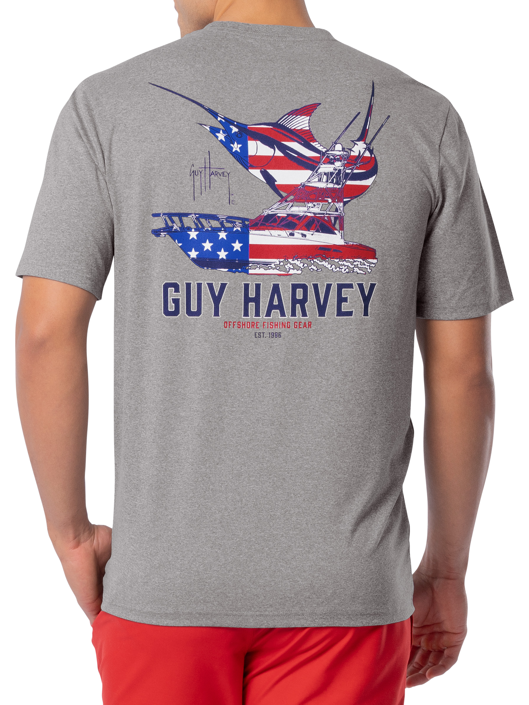 Image of Guy Harvey American Offshore Short-Sleeve T-Shirt for Men - Sport Grey Heather - L