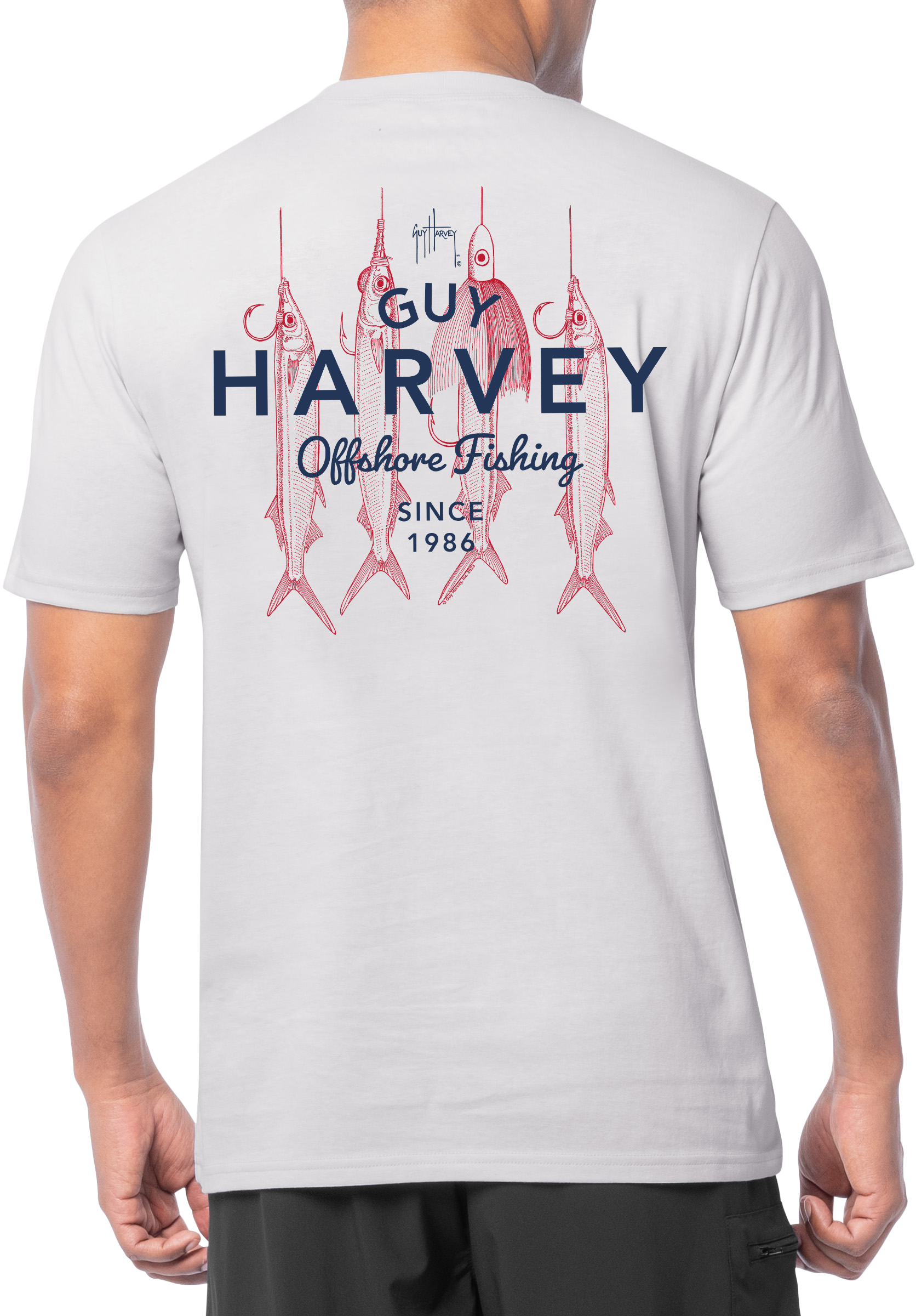 Image of Guy Harvey Rig Masters Short-Sleeve Pocket T-Shirt - Glacier Gray