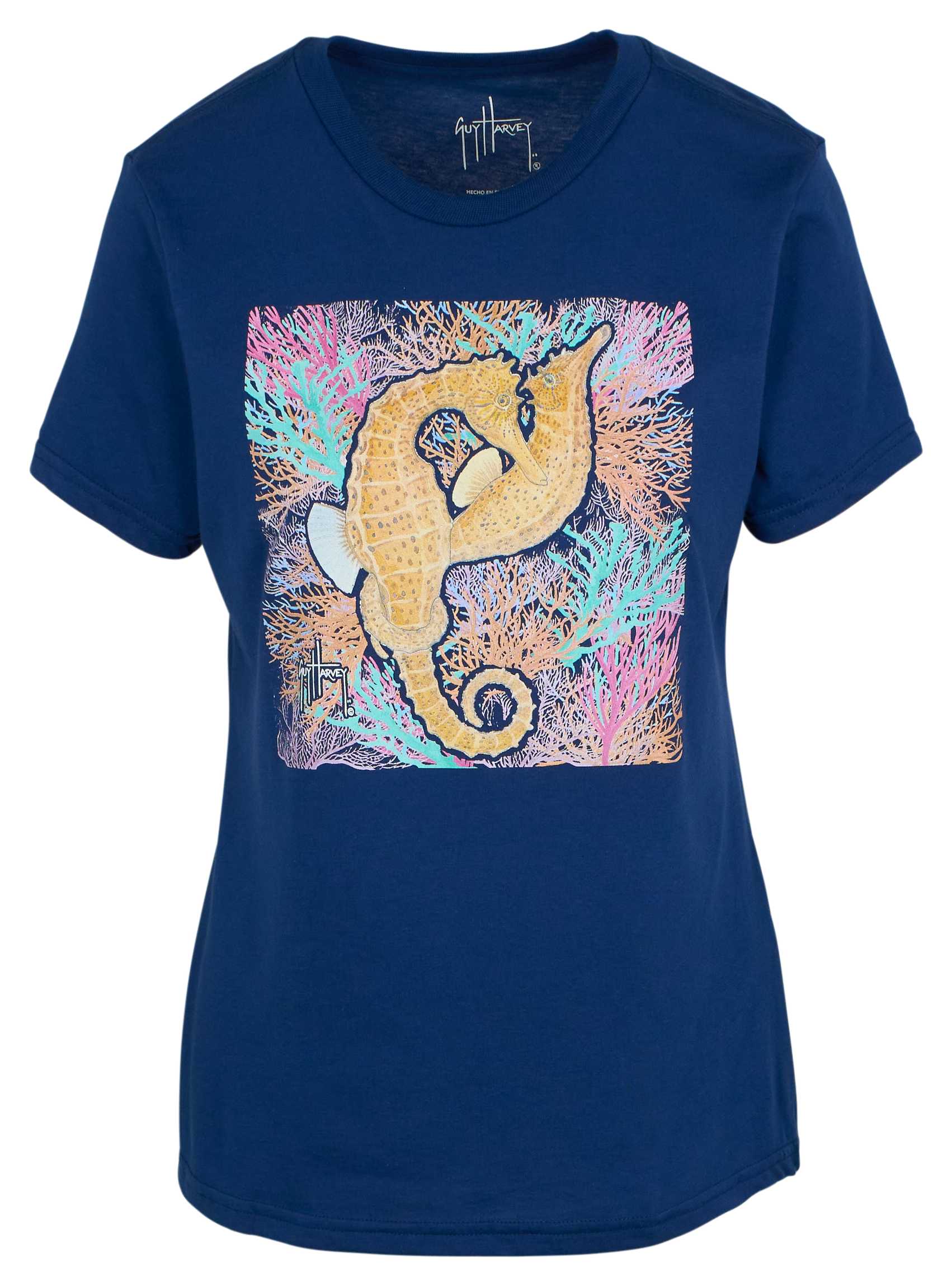 Image of Guy Harvey Seahorse Pair Graphic Short-Sleeve T-Shirt - Estate Blue