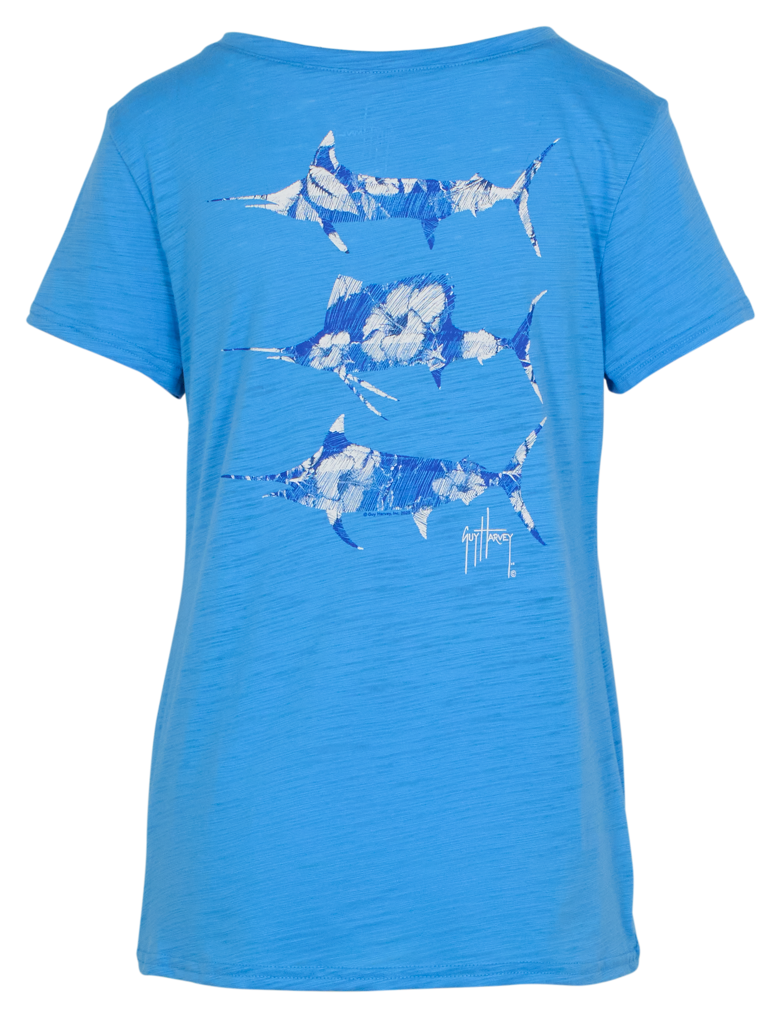 Image of Guy Harvey Floral Bills V-Neck Short-Sleeve T-Shirt - Azure Blue