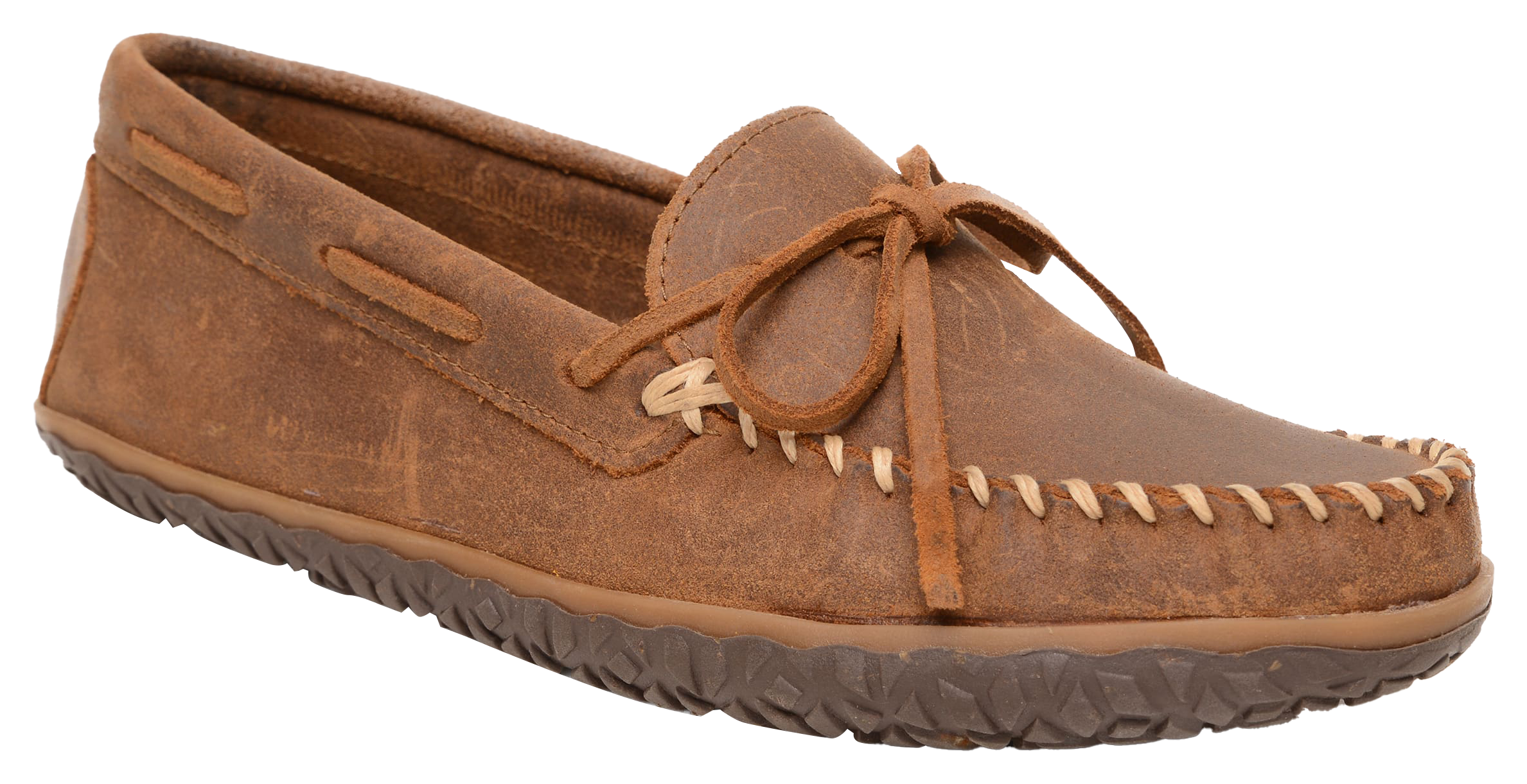 Image of Minnetonka Tie Thread Slippers for Men - Brown Ruff
