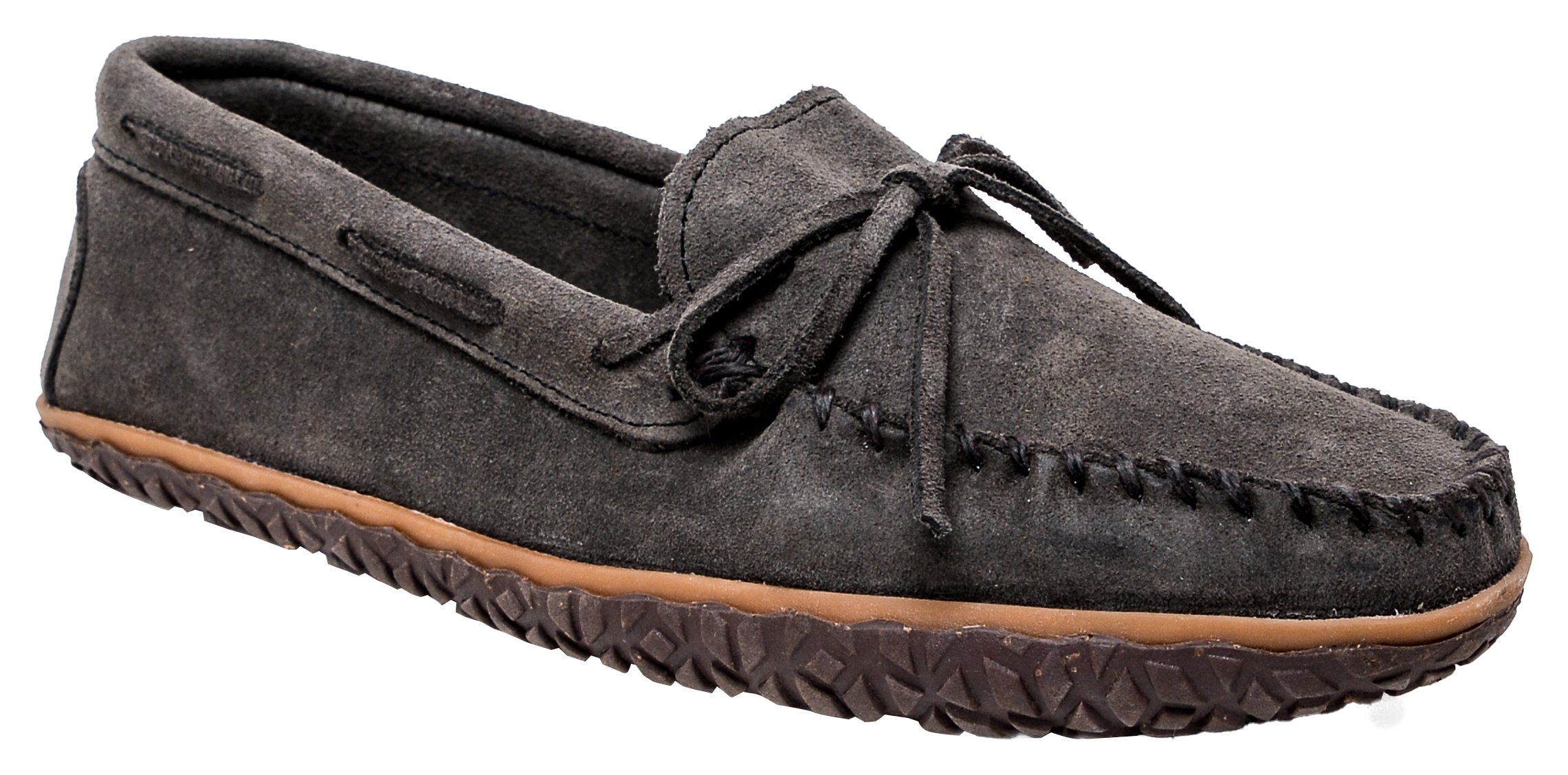 Image of Minnetonka Tie Thread Slippers for Men - Grey Ruff