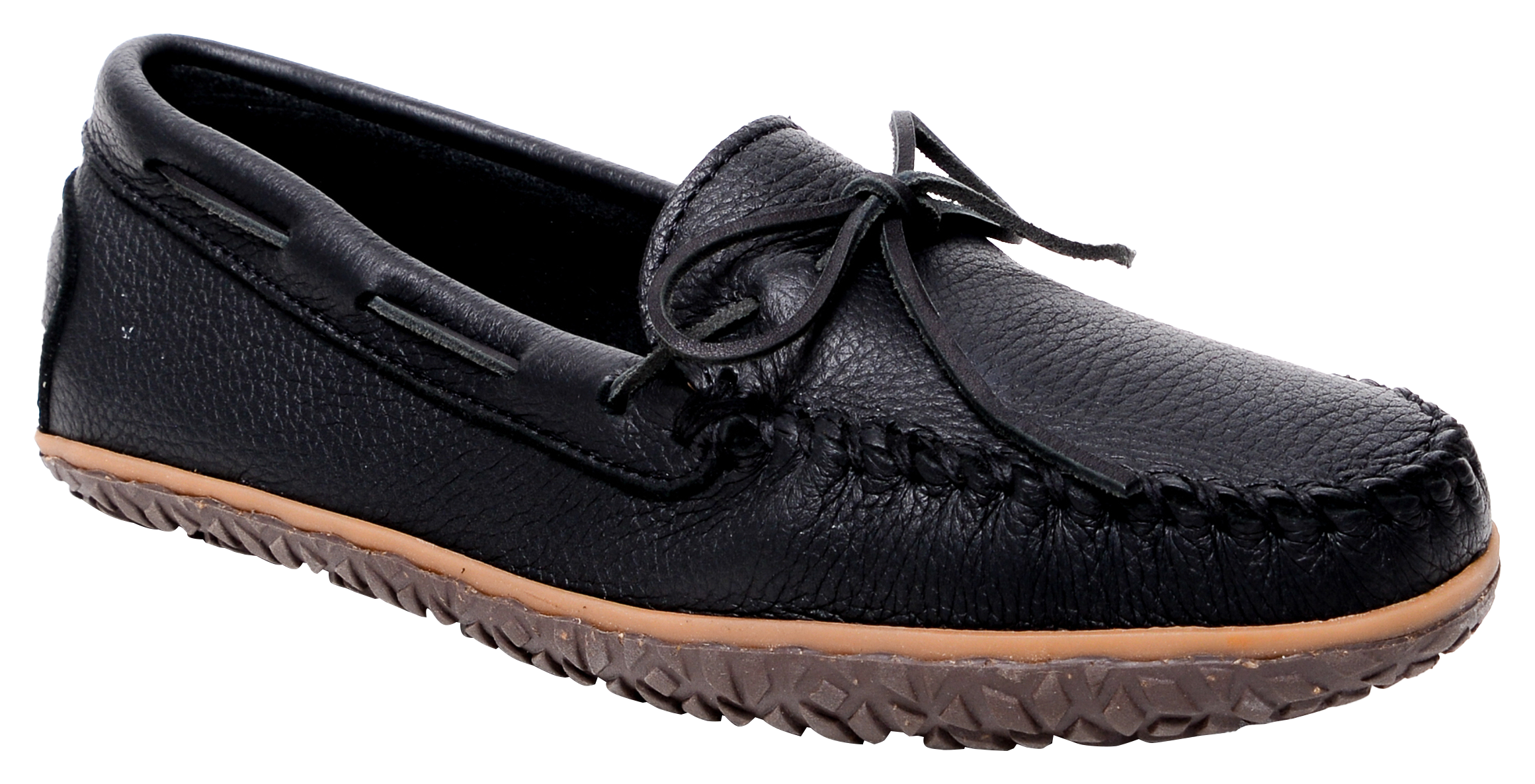 Image of Minnetonka Moosehide Tread Moccasins for Men - Black - 7M
