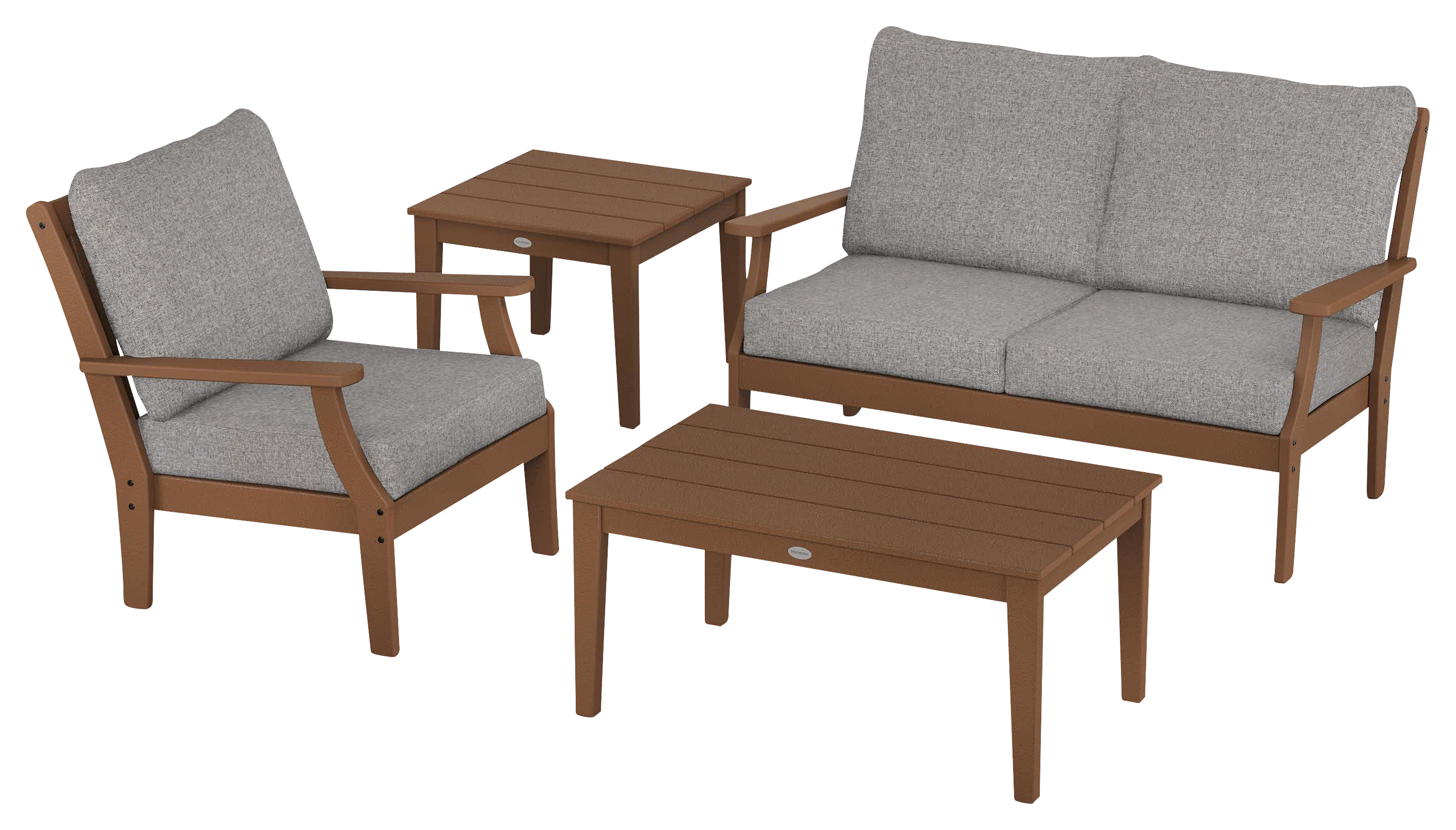 Image of POLYWOOD Braxton 4-Piece Deep-Seating Patio Set - Teak/Grey Mist