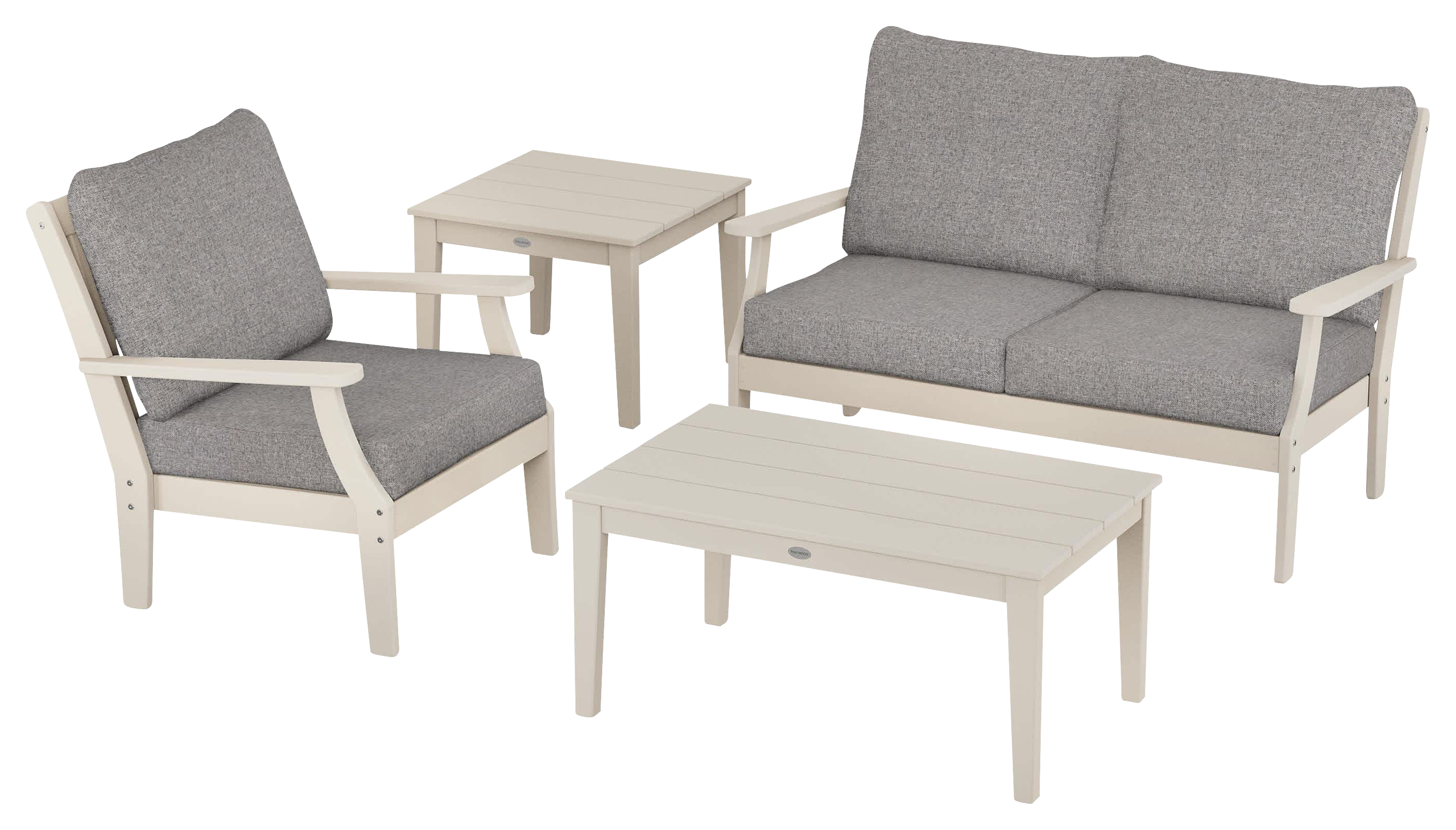 Image of POLYWOOD Braxton 4-Piece Deep-Seating Patio Set - Sand/Grey Mist
