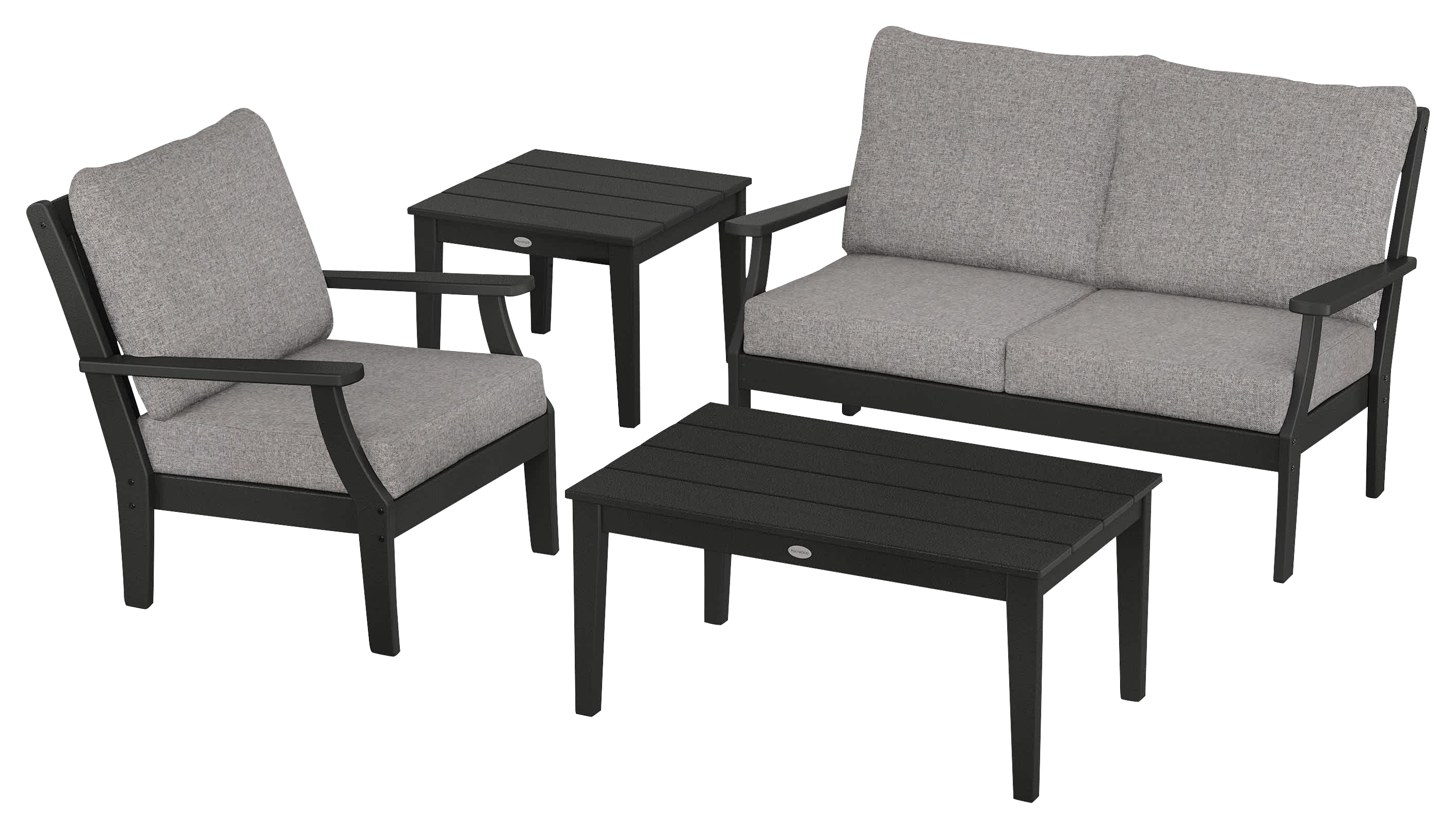 Image of POLYWOOD Braxton 4-Piece Deep-Seating Patio Set - Black/Grey Mist