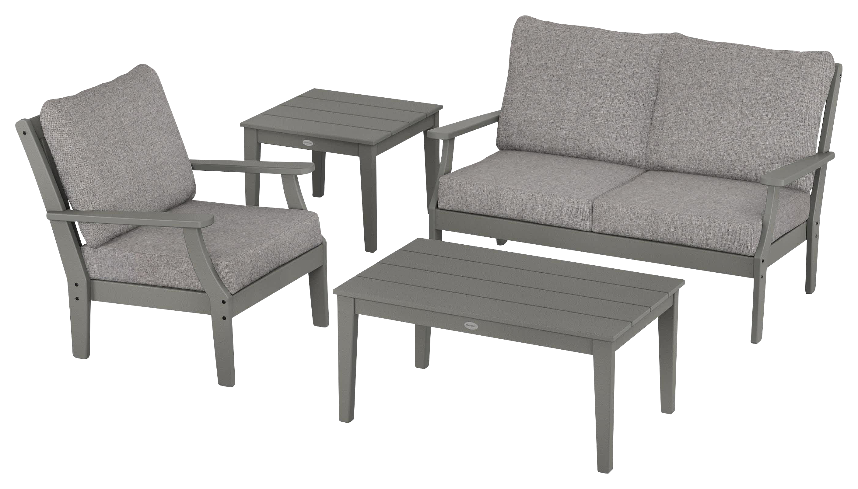 Image of POLYWOOD Braxton 4-Piece Deep-Seating Patio Set - Slate Grey/Grey Mist