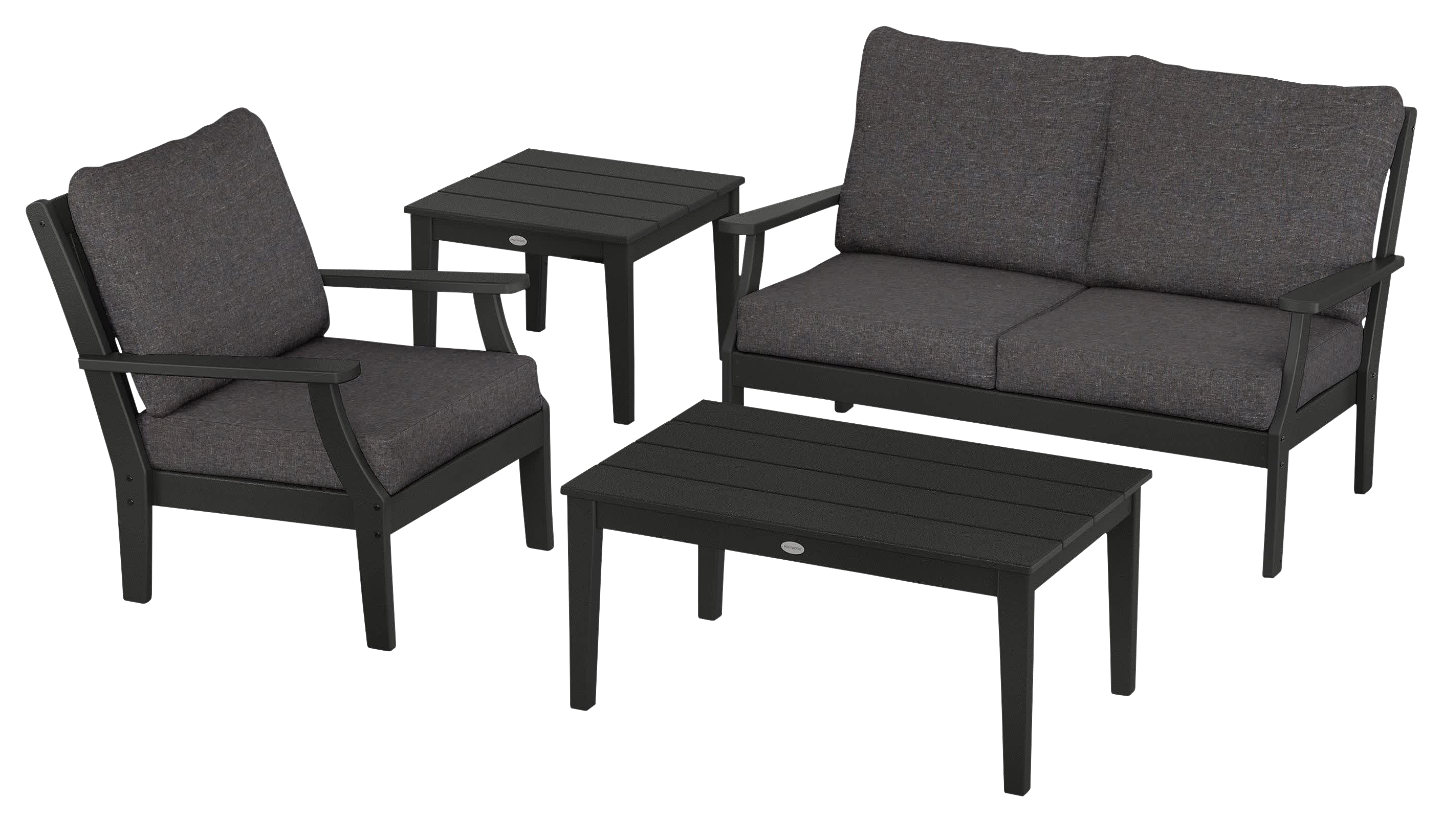 Image of POLYWOOD Braxton 4-Piece Deep-Seating Patio Set - Black/Ash Charcoal