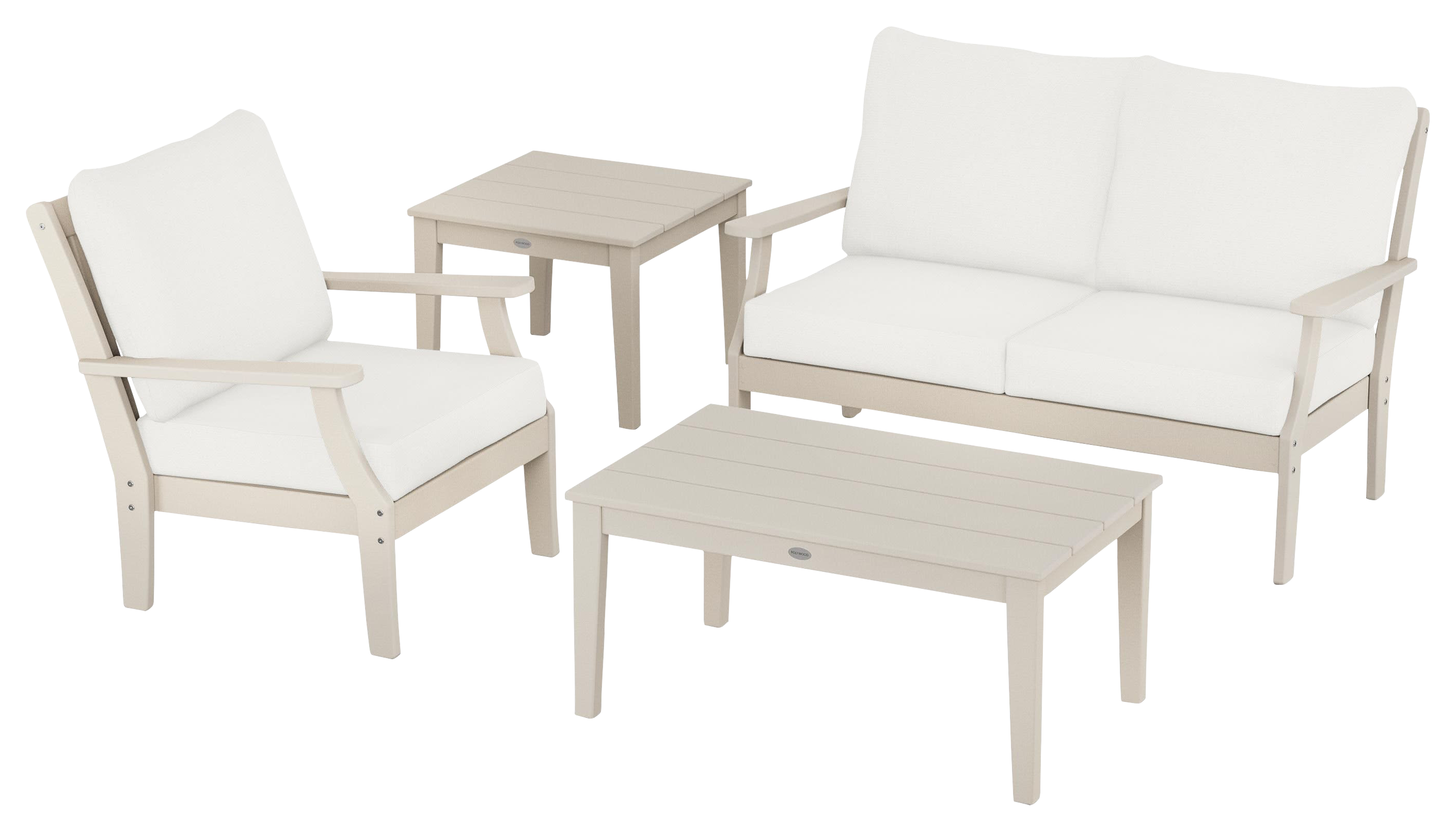 Image of POLYWOOD Braxton 4-Piece Deep-Seating Patio Set - Sand/Natural Linen