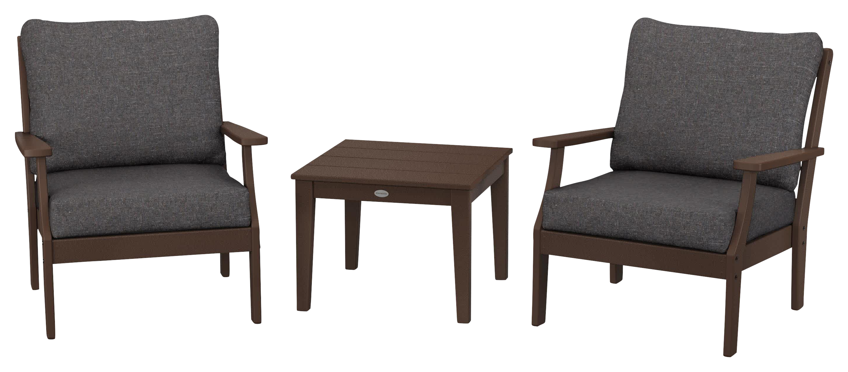 Image of POLYWOOD Braxton 3-Piece Deep-Seating Set - Mahogany/Ash Charcoal