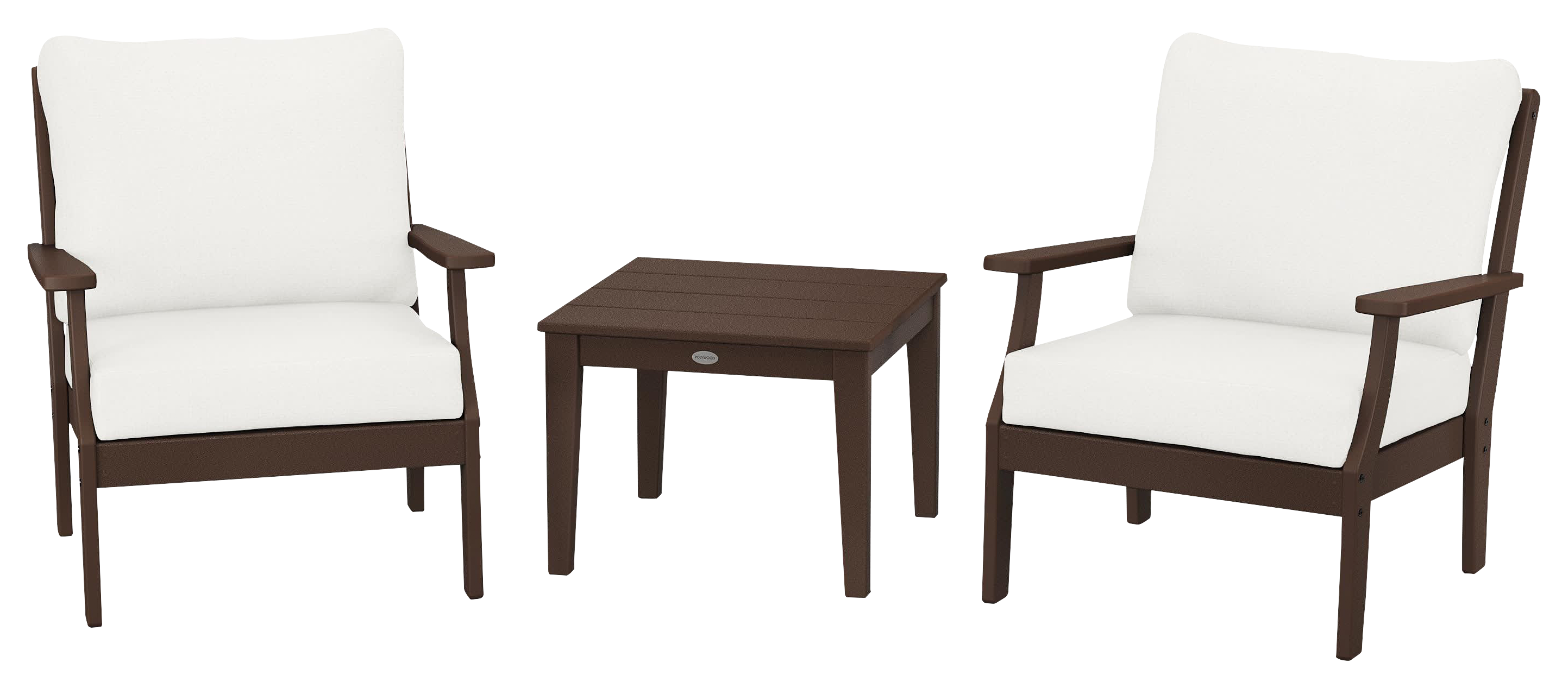 Image of POLYWOOD Braxton 3-Piece Deep-Seating Set - Mahogany/Natural Linen