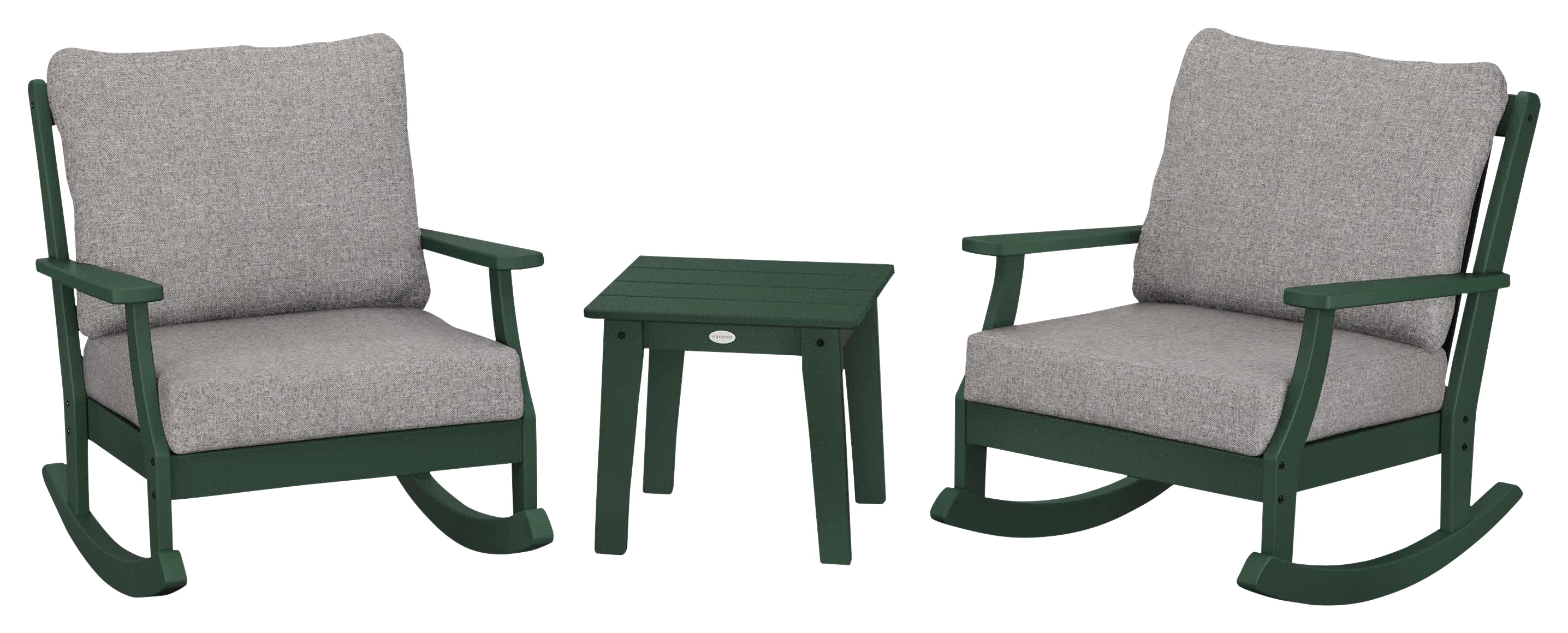 Image of POLYWOOD Braxton 3-Piece Deep-Seating Rocker Set - Green/Grey Mist