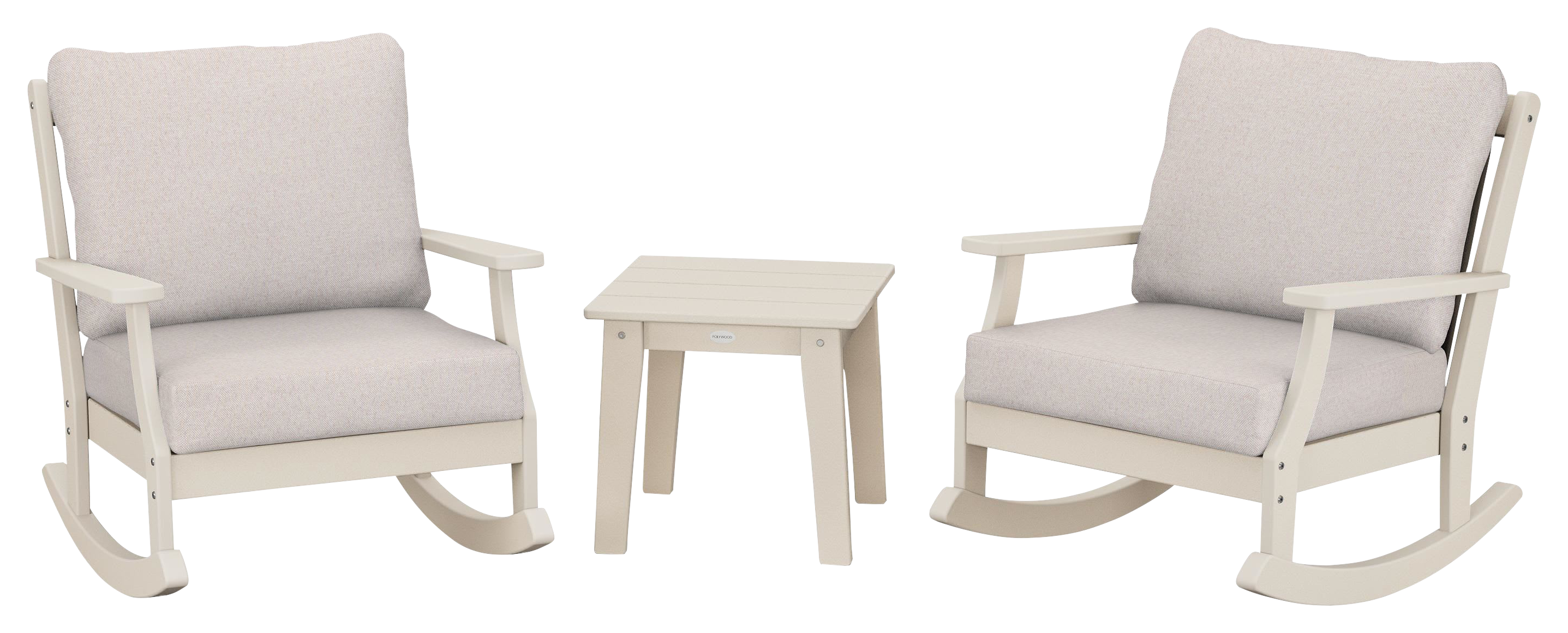 Image of POLYWOOD Braxton 3-Piece Deep-Seating Rocker Set - Sand/Dune Burlap