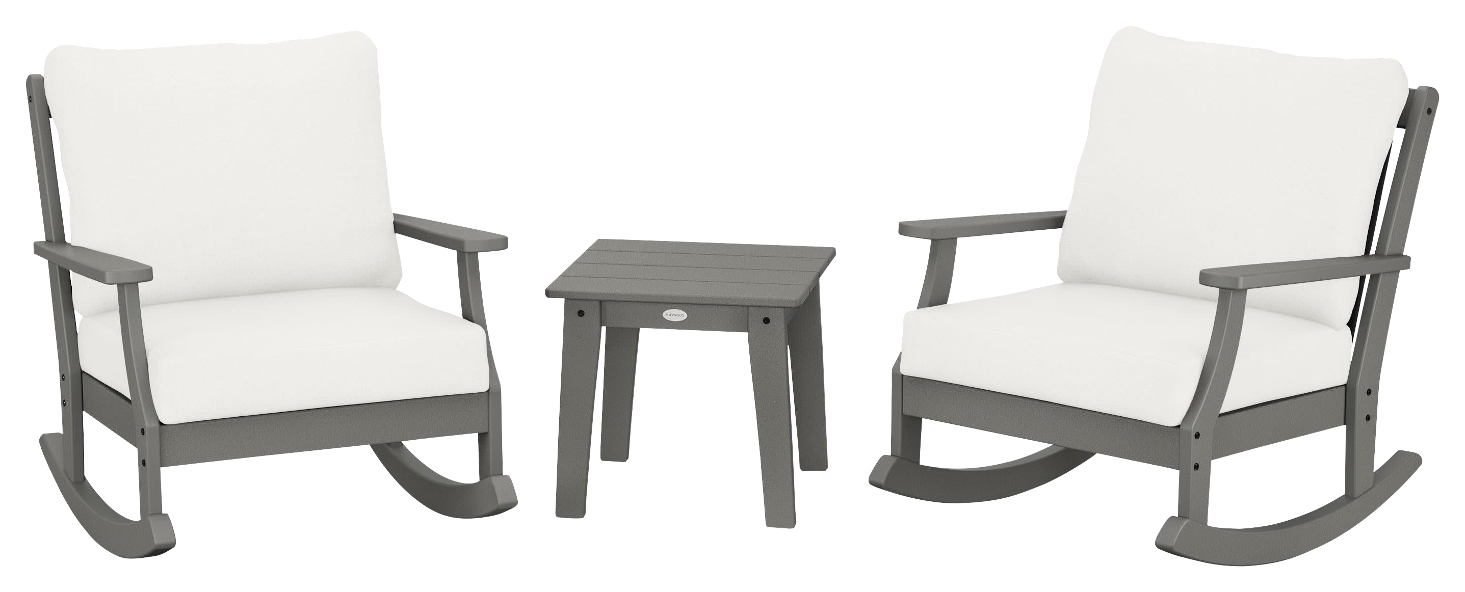 Image of POLYWOOD Braxton 3-Piece Deep-Seating Rocker Set - Slate Grey/Natural Linen