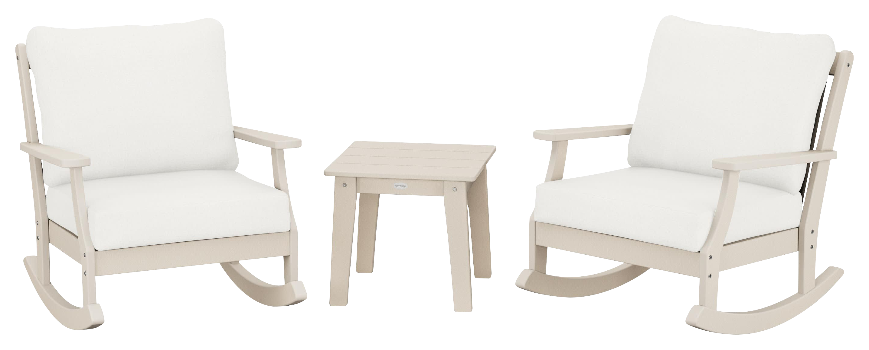 Image of POLYWOOD Braxton 3-Piece Deep-Seating Rocker Set - Sand/Natural Linen