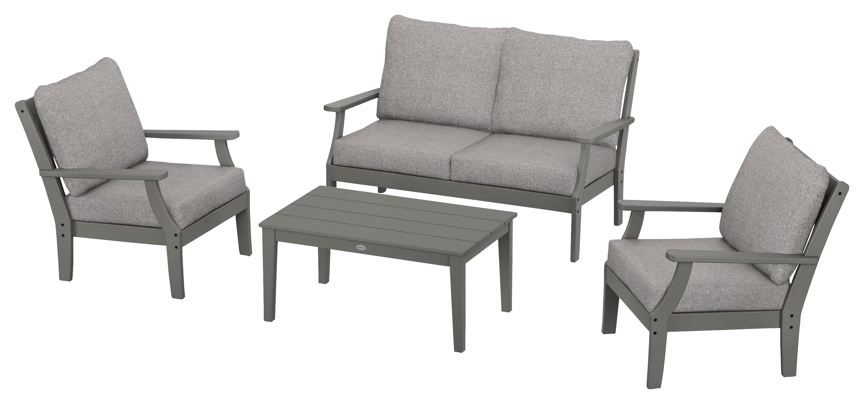 Image of POLYWOOD Braxton 4-Piece Deep-Seating Chair Set - Slate Grey/Grey Mist