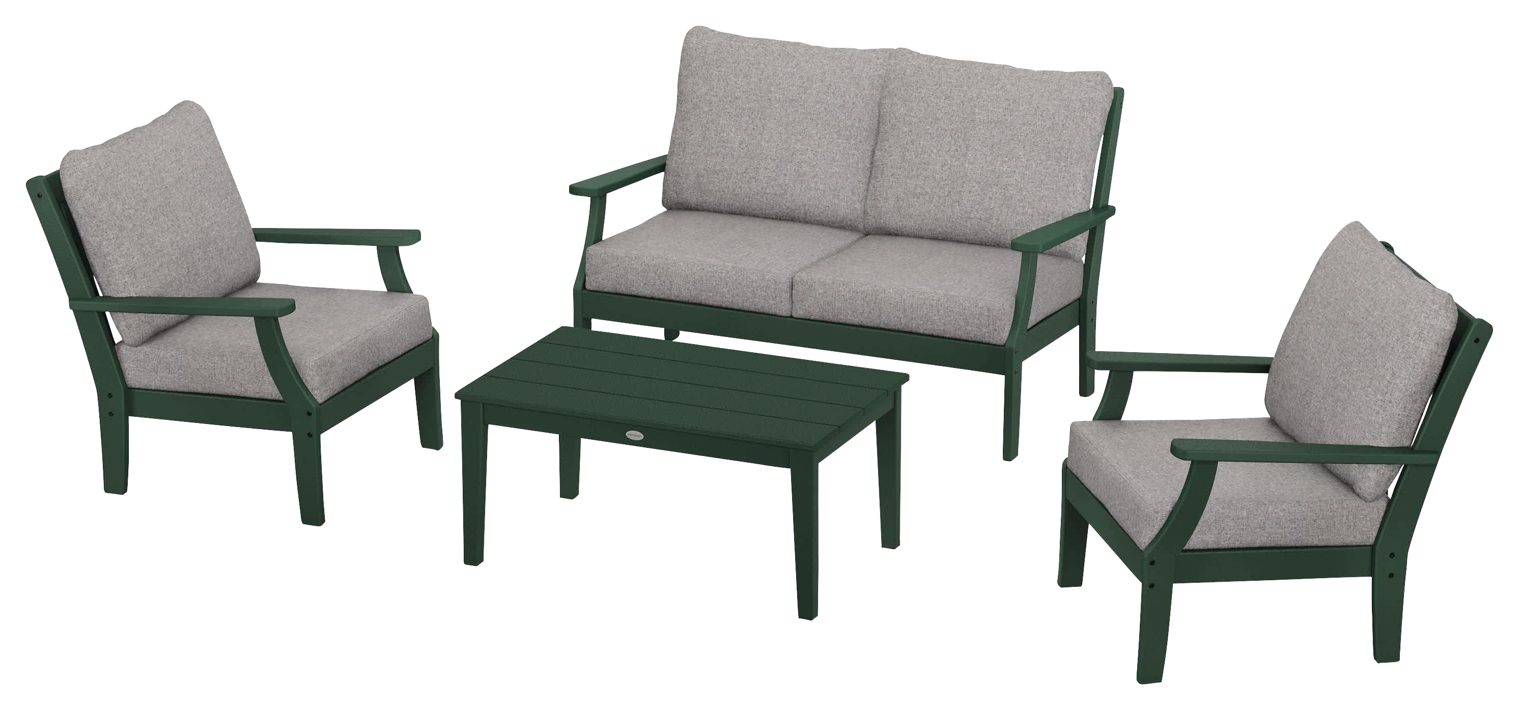 Image of POLYWOOD Braxton 4-Piece Deep-Seating Chair Set - Green/Grey Mist