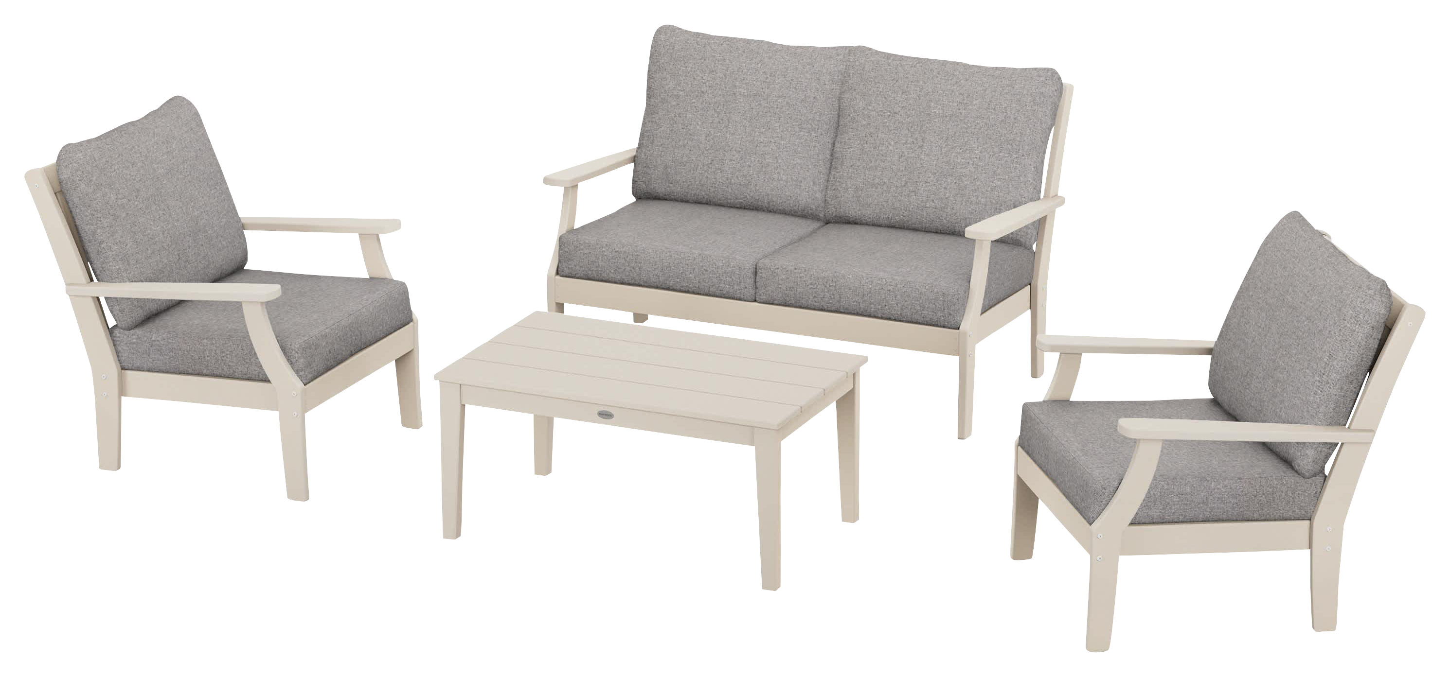 Image of POLYWOOD Braxton 4-Piece Deep-Seating Chair Set - Sand/Grey Mist