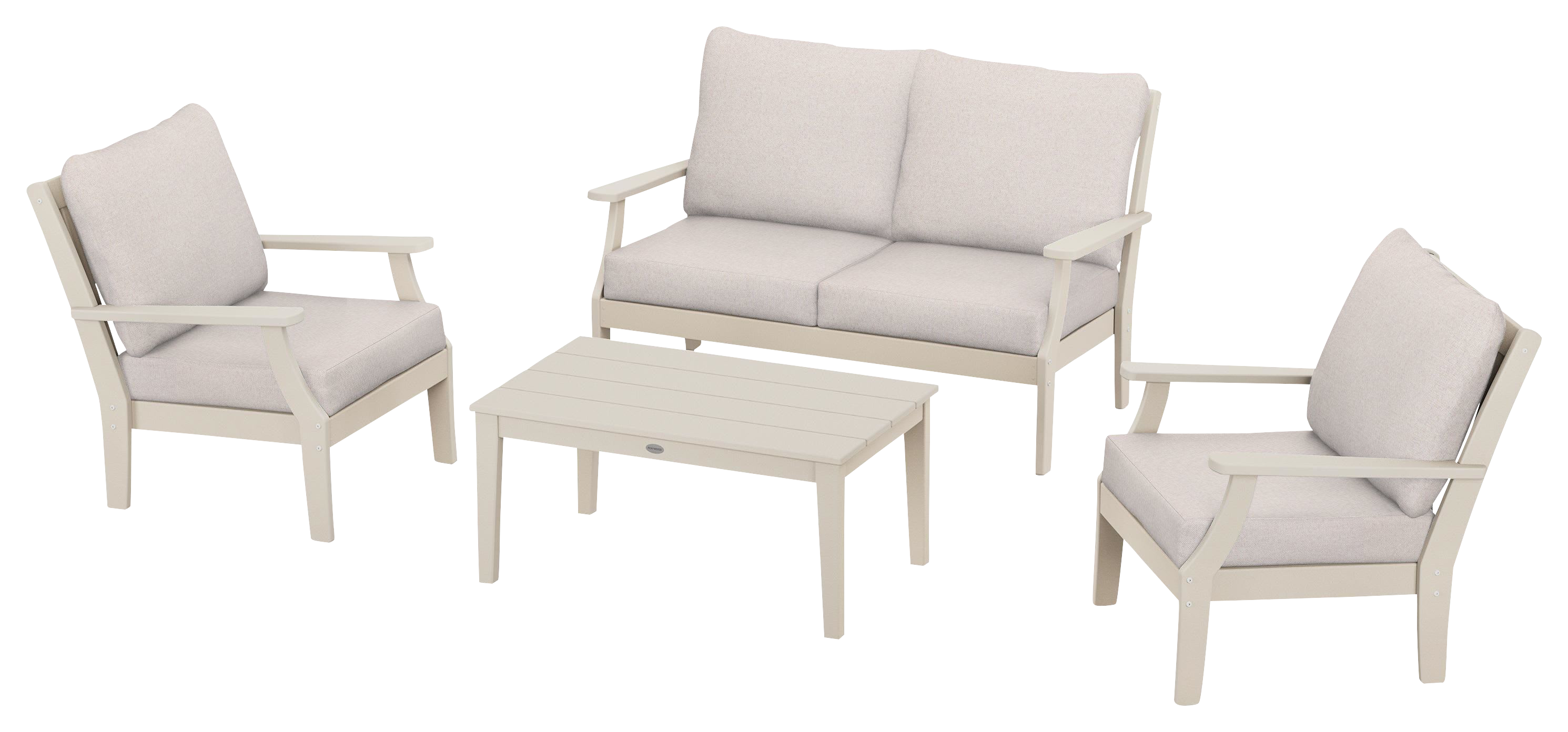 Image of POLYWOOD Braxton 4-Piece Deep-Seating Chair Set - Sand/Dune Burlap